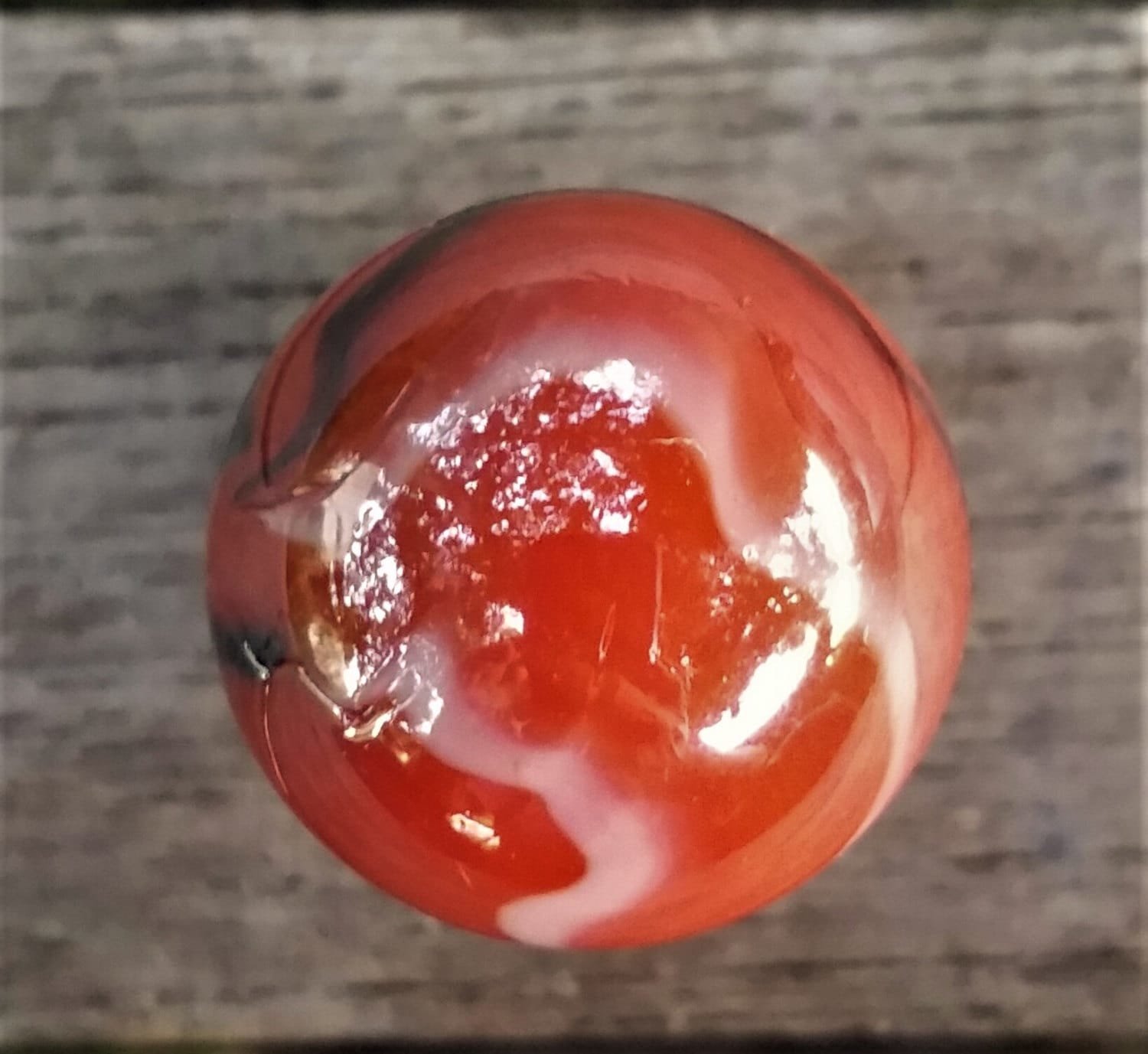 Orange Black Lamp Finial, Iridescent Glass