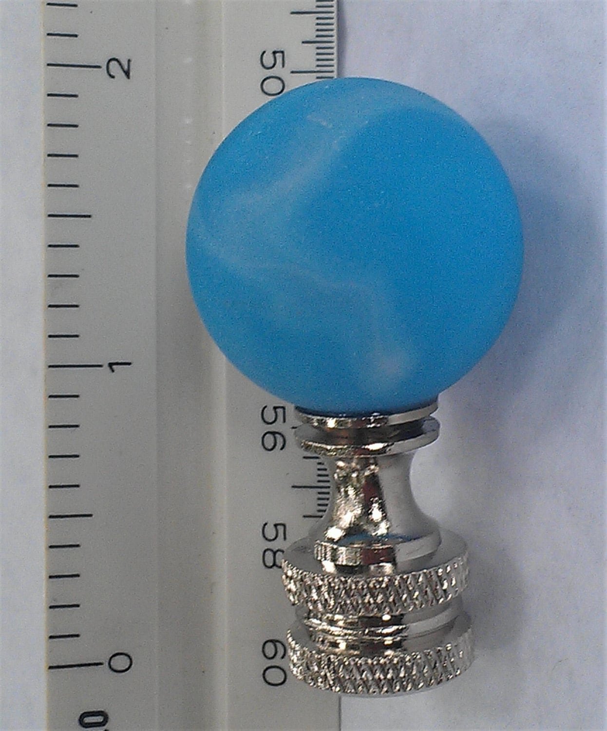 Light Blue Lamp Finial, White, Frosted Glass