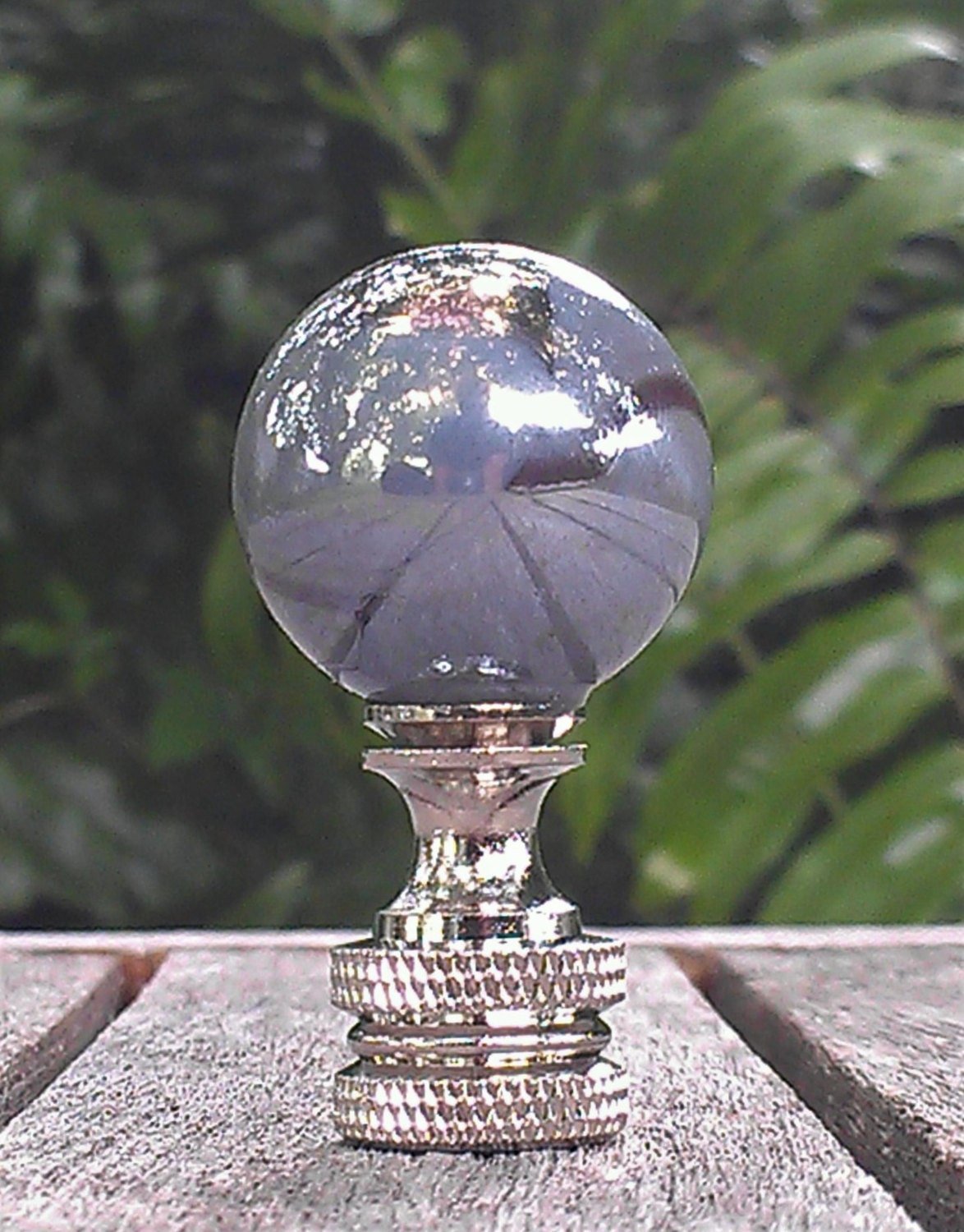 Gray Lamp Finial, Black, Iridescent