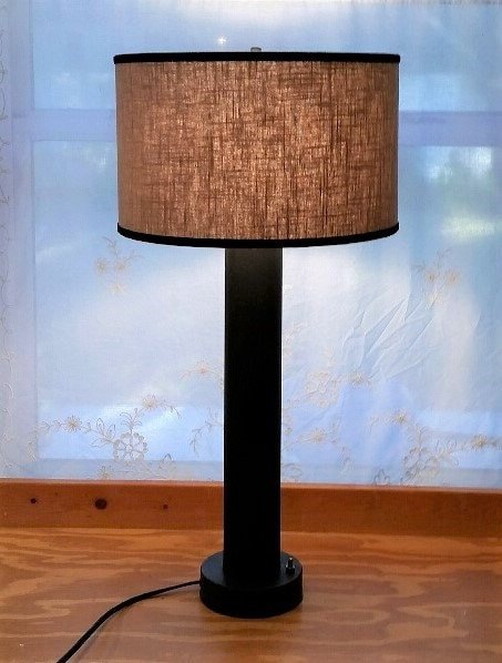 Black Metal Lamp, Custom Lampshade