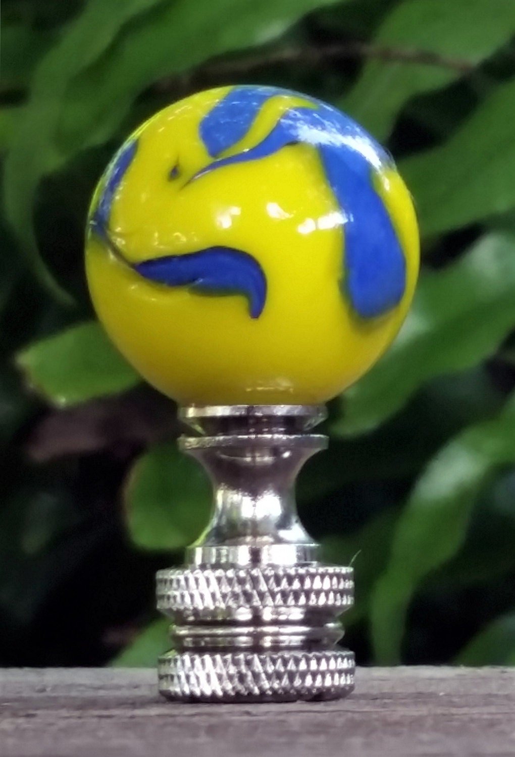 Lamp Finial, Yellow, Cobalt Blue