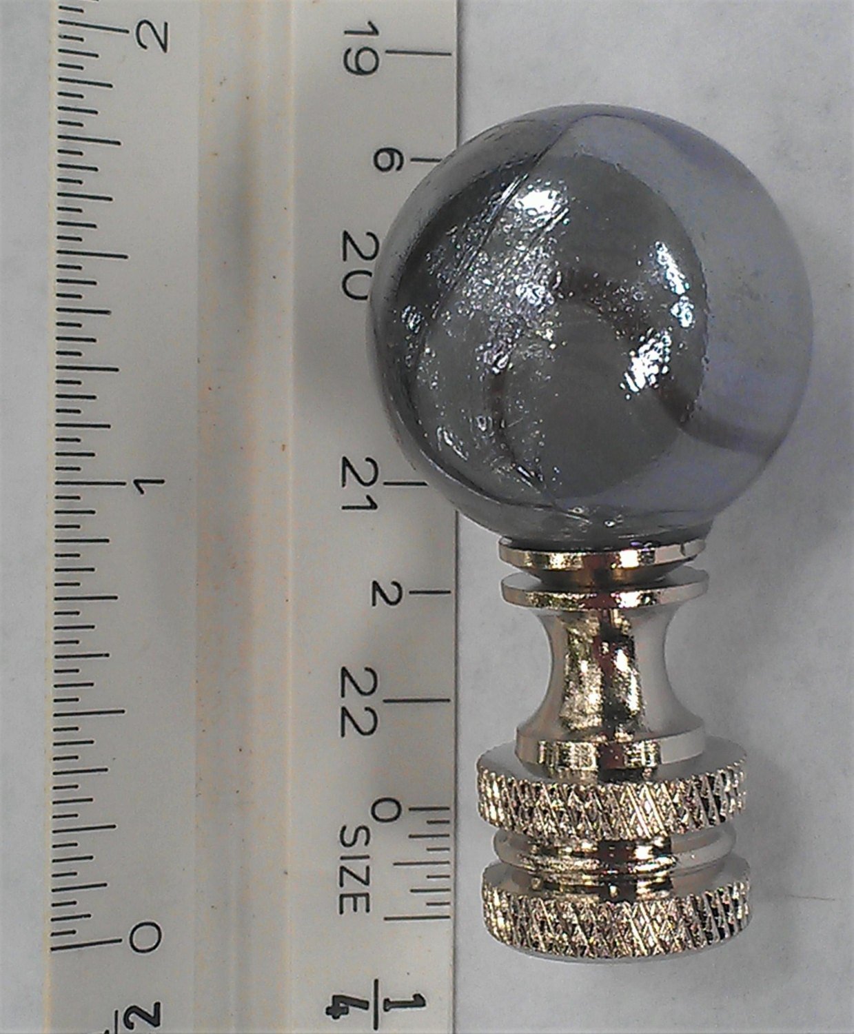 Gray Lamp Finial, Black, Iridescent