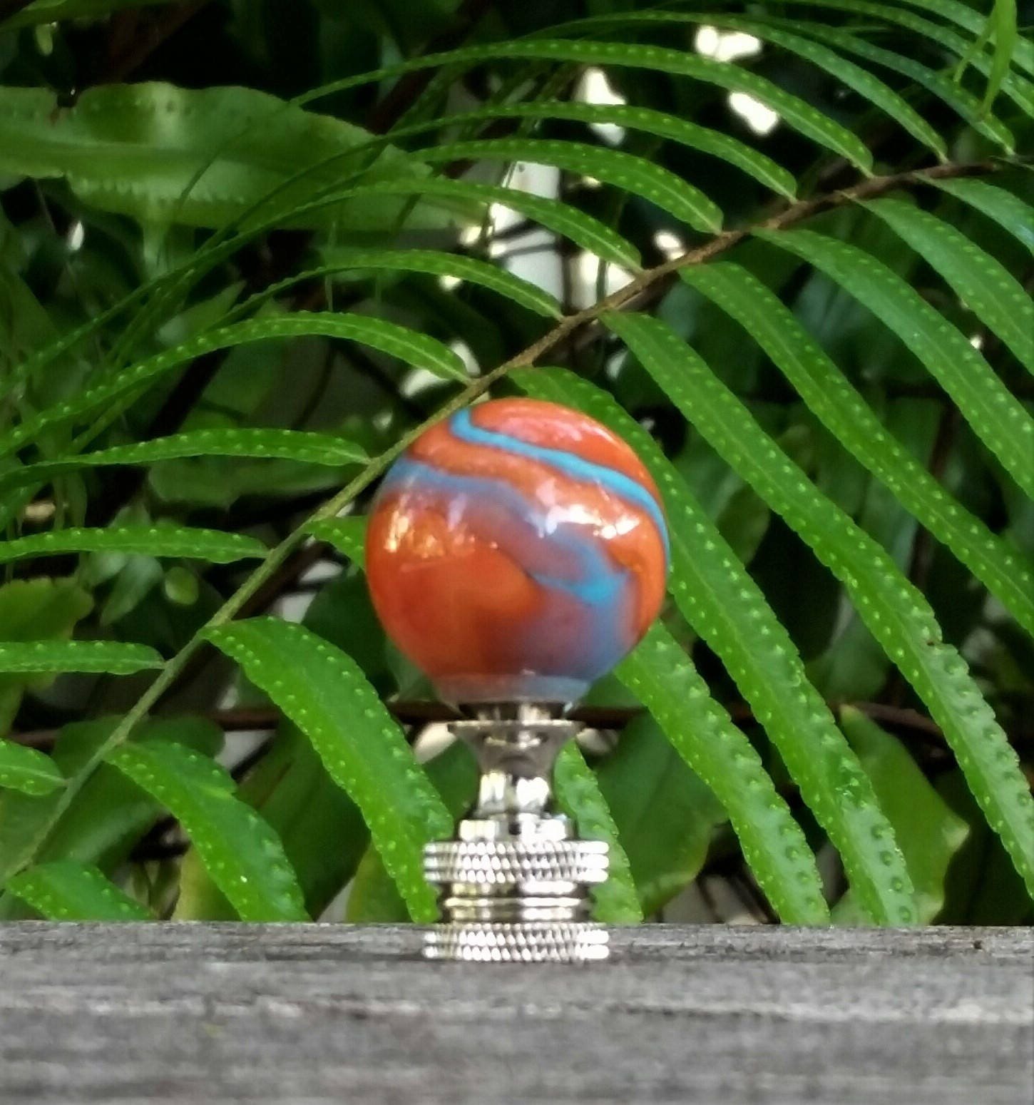 Lamp Finial, Orange, Blue