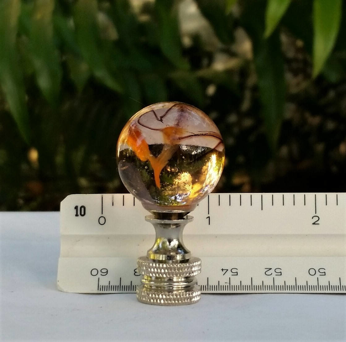 Lamp Finial, Clear Black Orange