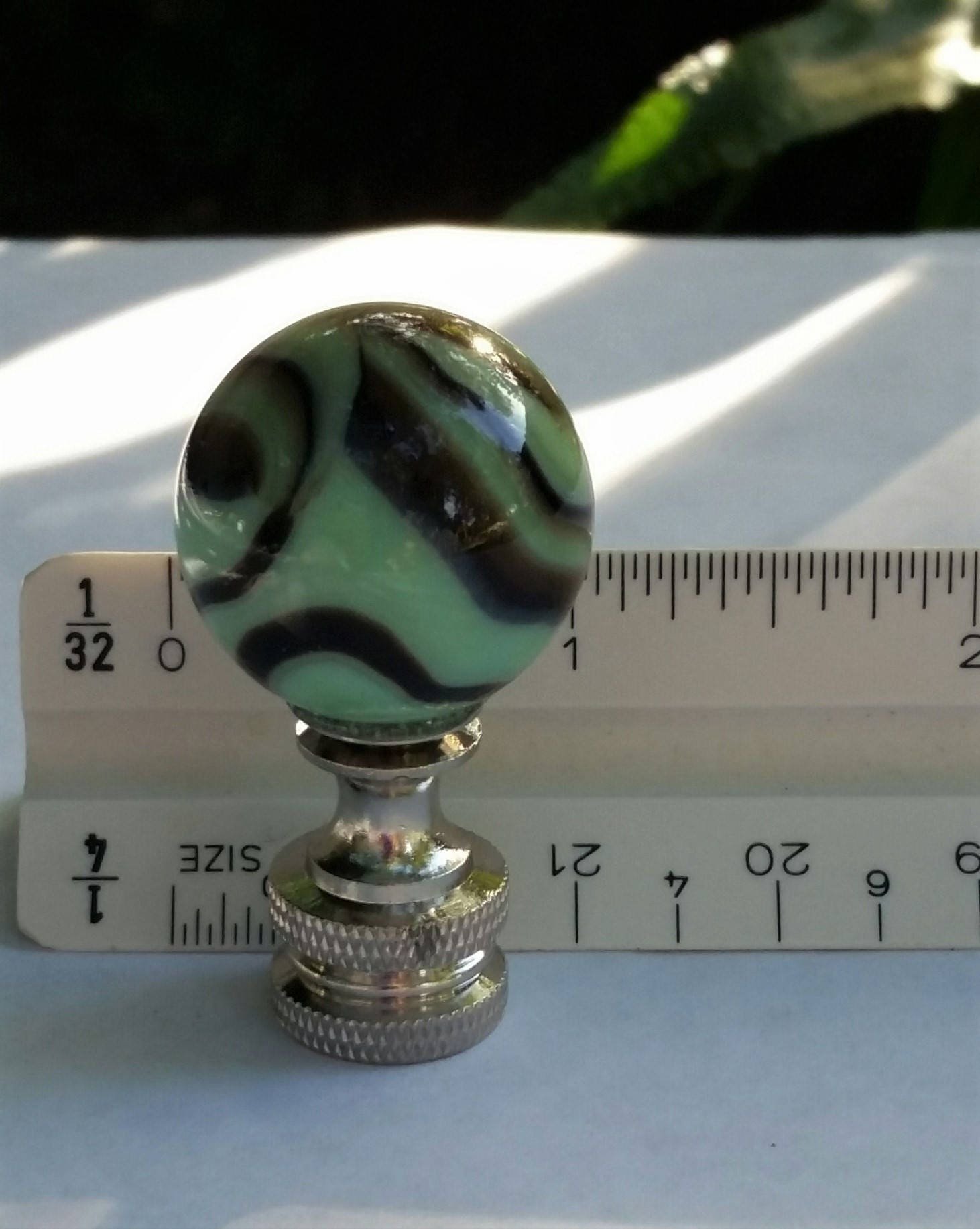 Lamp Finial, Mint Green, Black