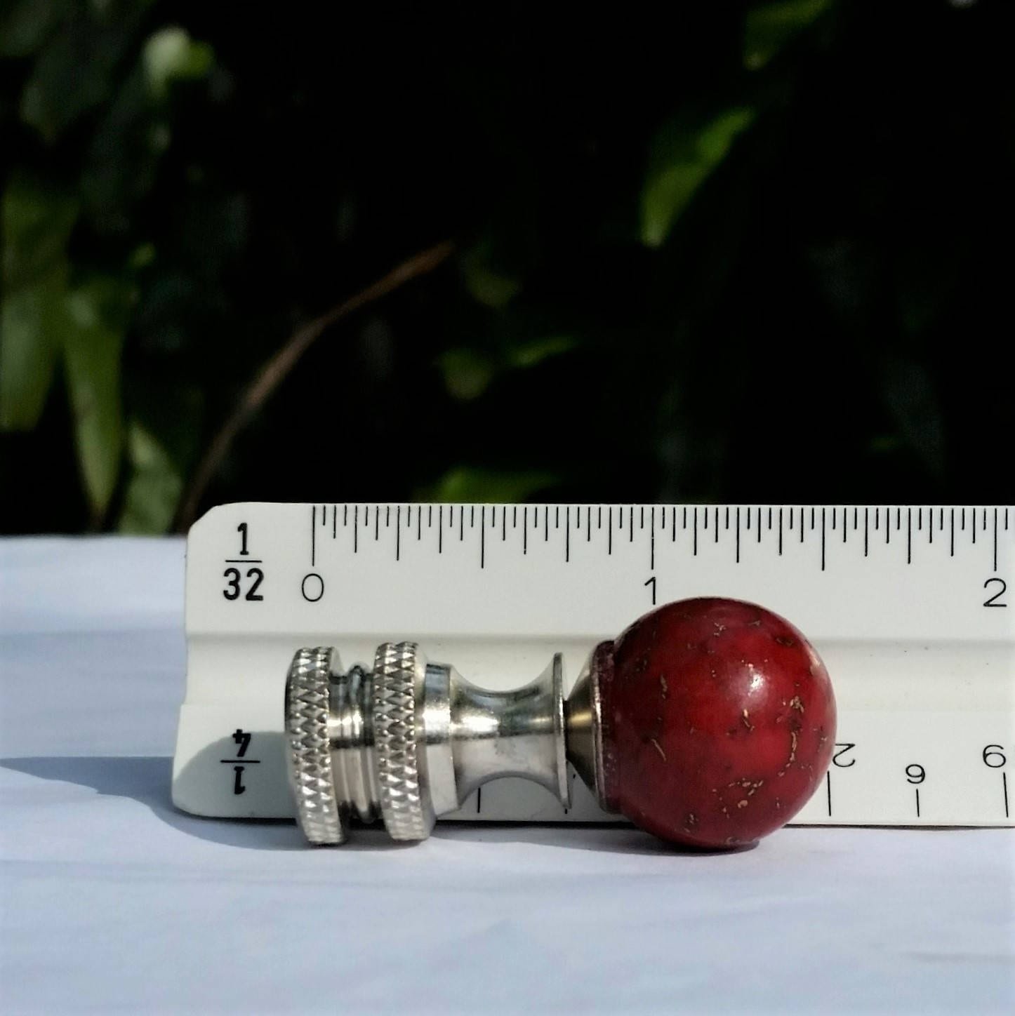 Small Red Lamp Finial, Gold Veining