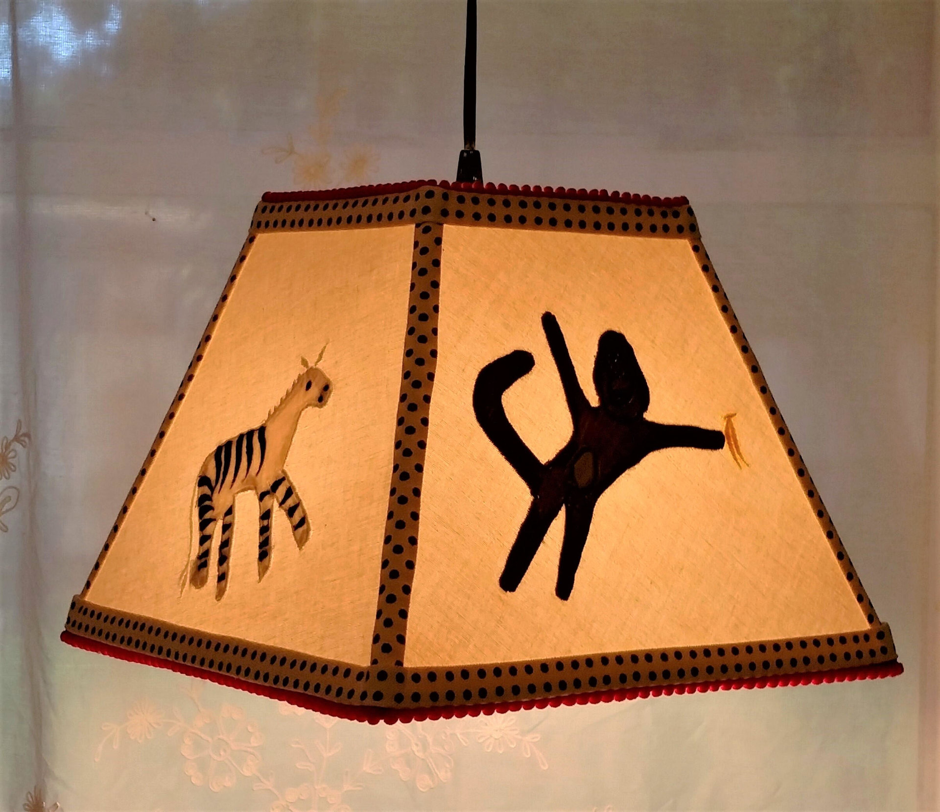 Large Child Lampshade Appliqued Animals, Square Lamp Shade