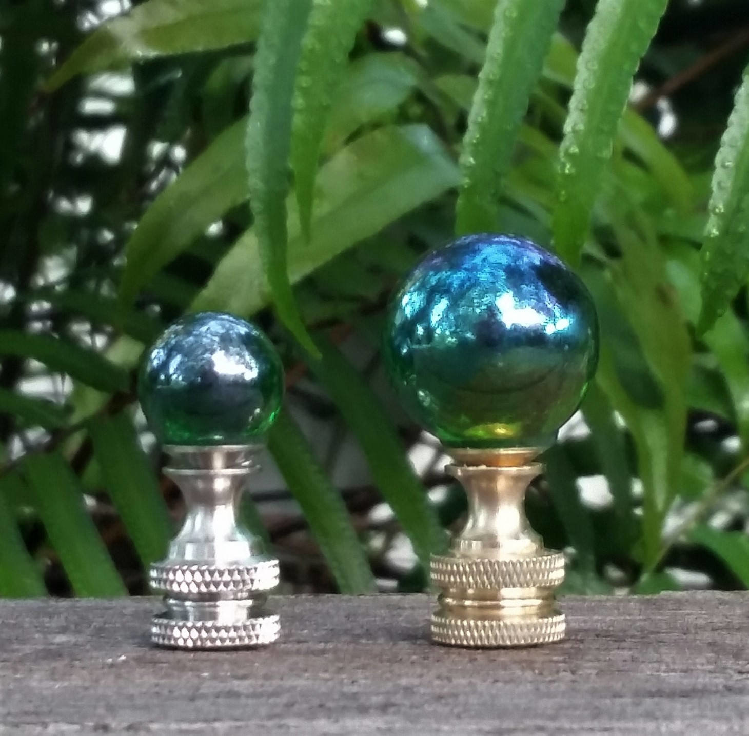 Emerald Green Lamp Finial, Iridescent