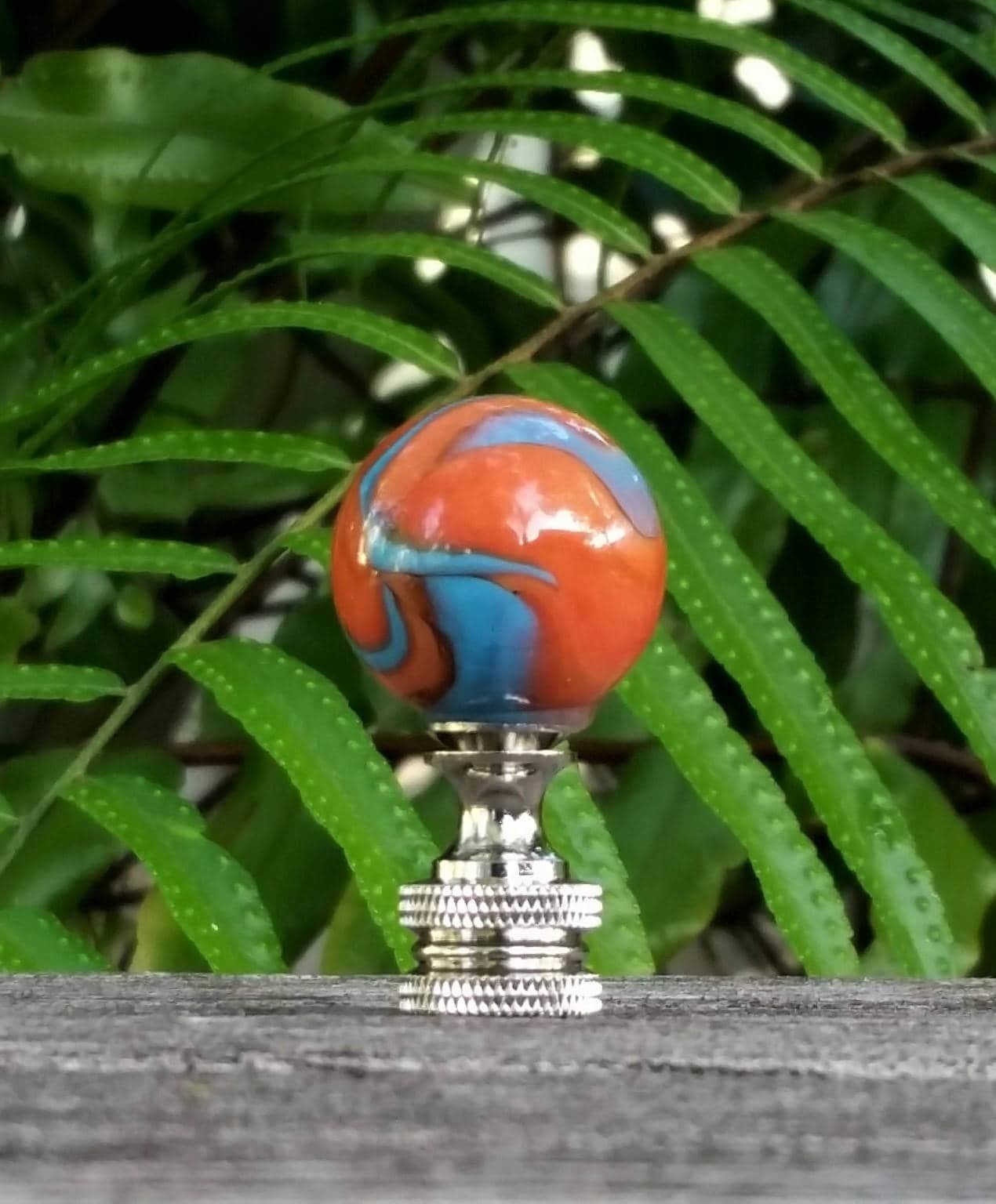 Lamp Finial, Orange, Blue