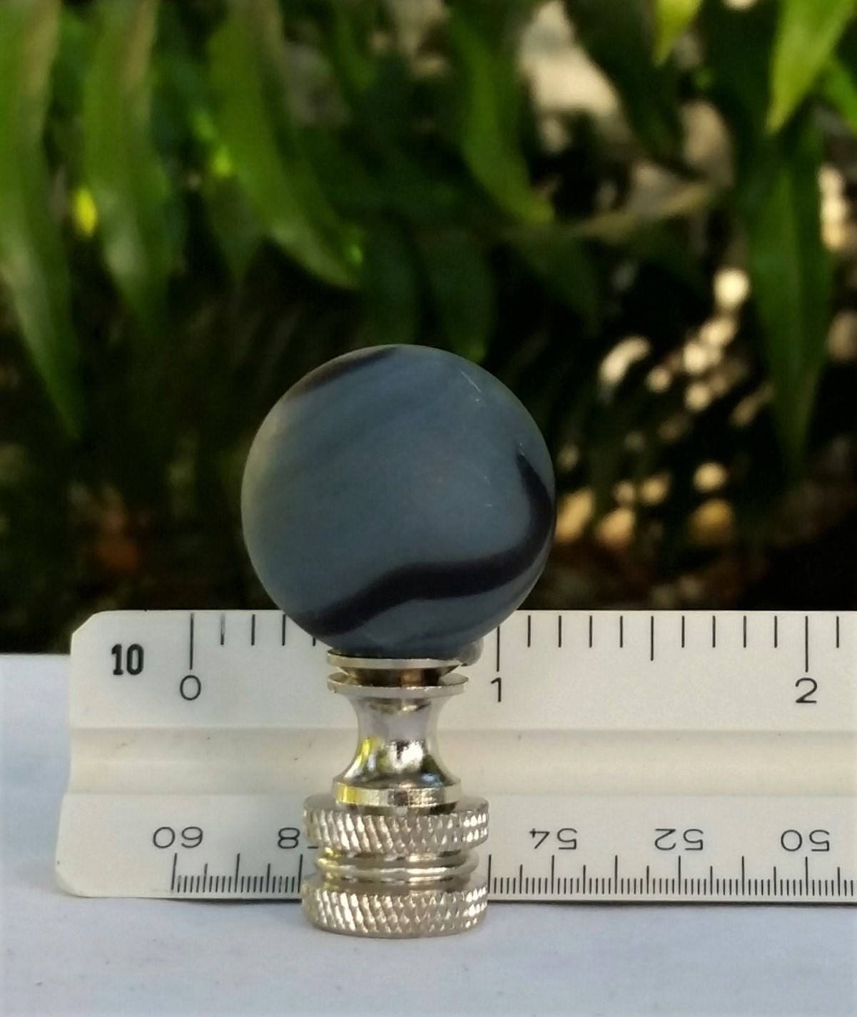 Gray Lamp Finial, Black, Frosted Glass