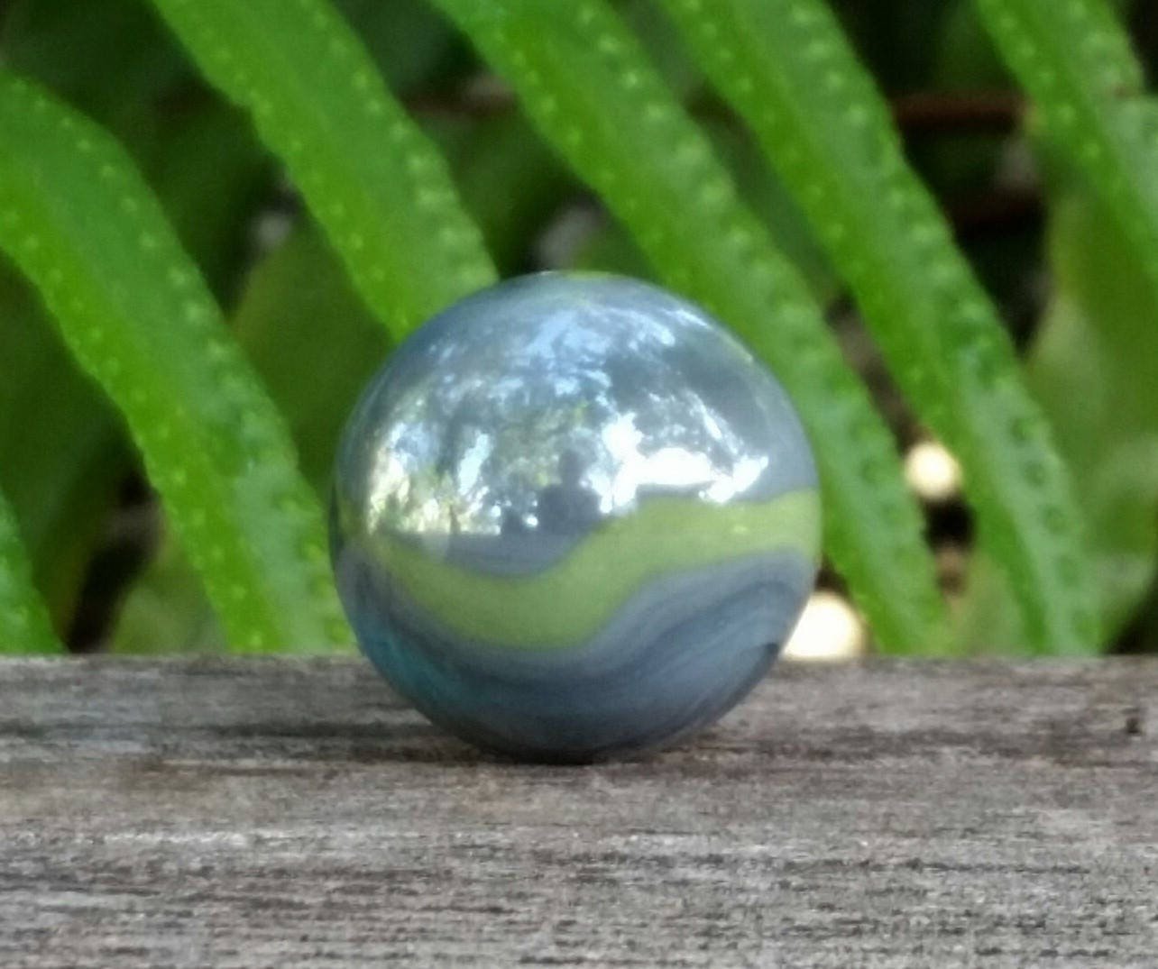 Gray Lamp Finial, Blue, Green Swirls