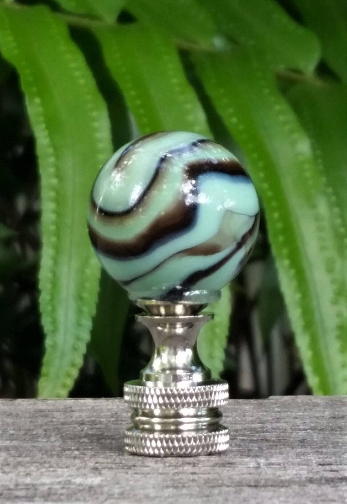 Lamp Finial, Mint Green, Black