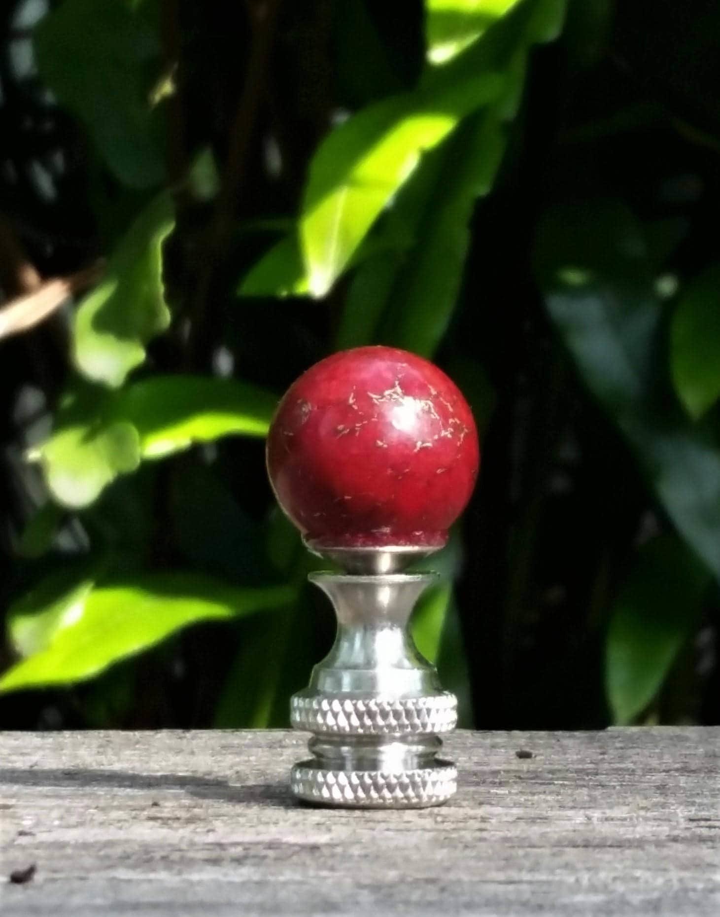 Small Red Lamp Finial, Gold Veining