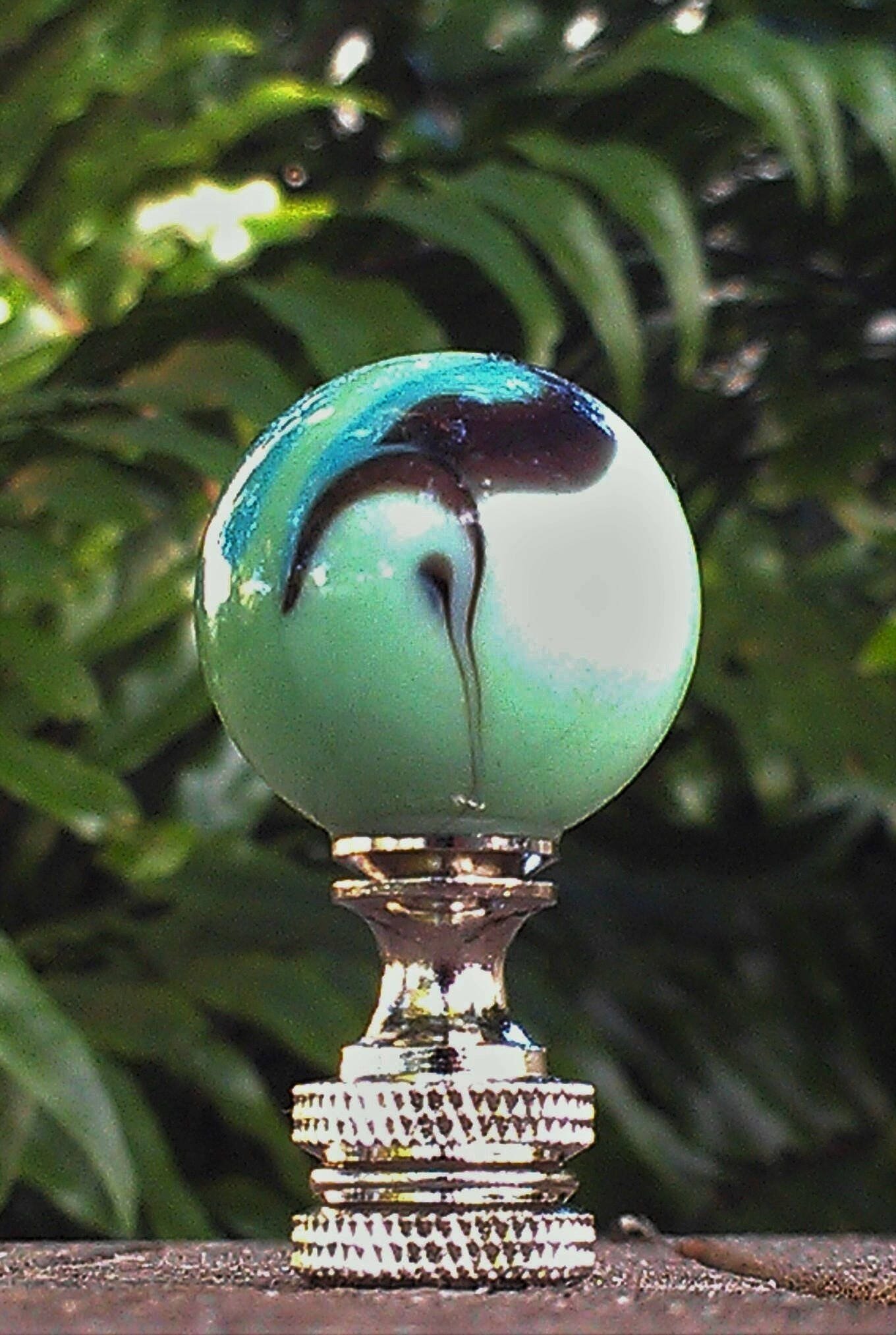 Mint Green Lamp Finial, Black, Cyan Blue