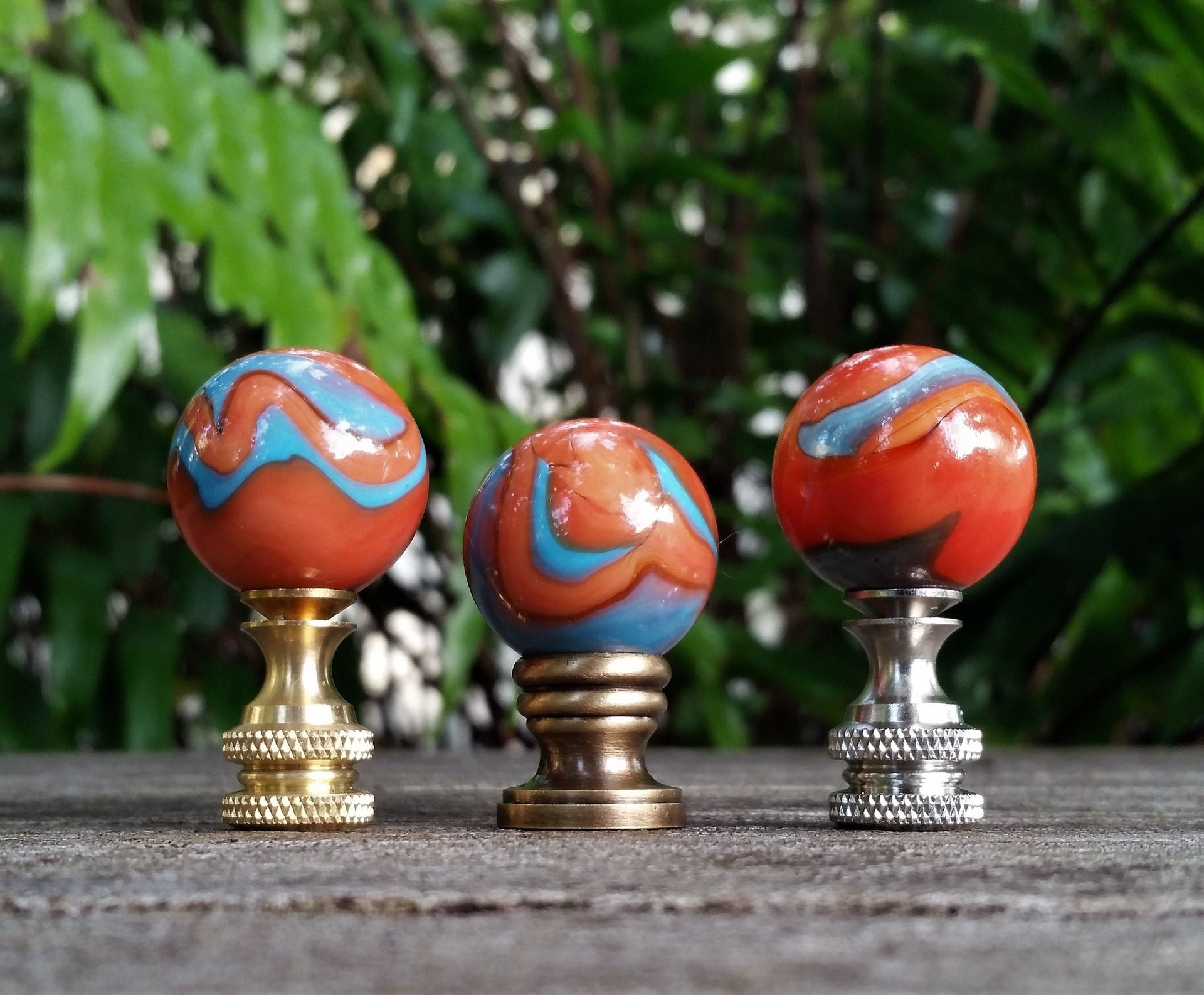 Lamp Finial, Orange, Blue