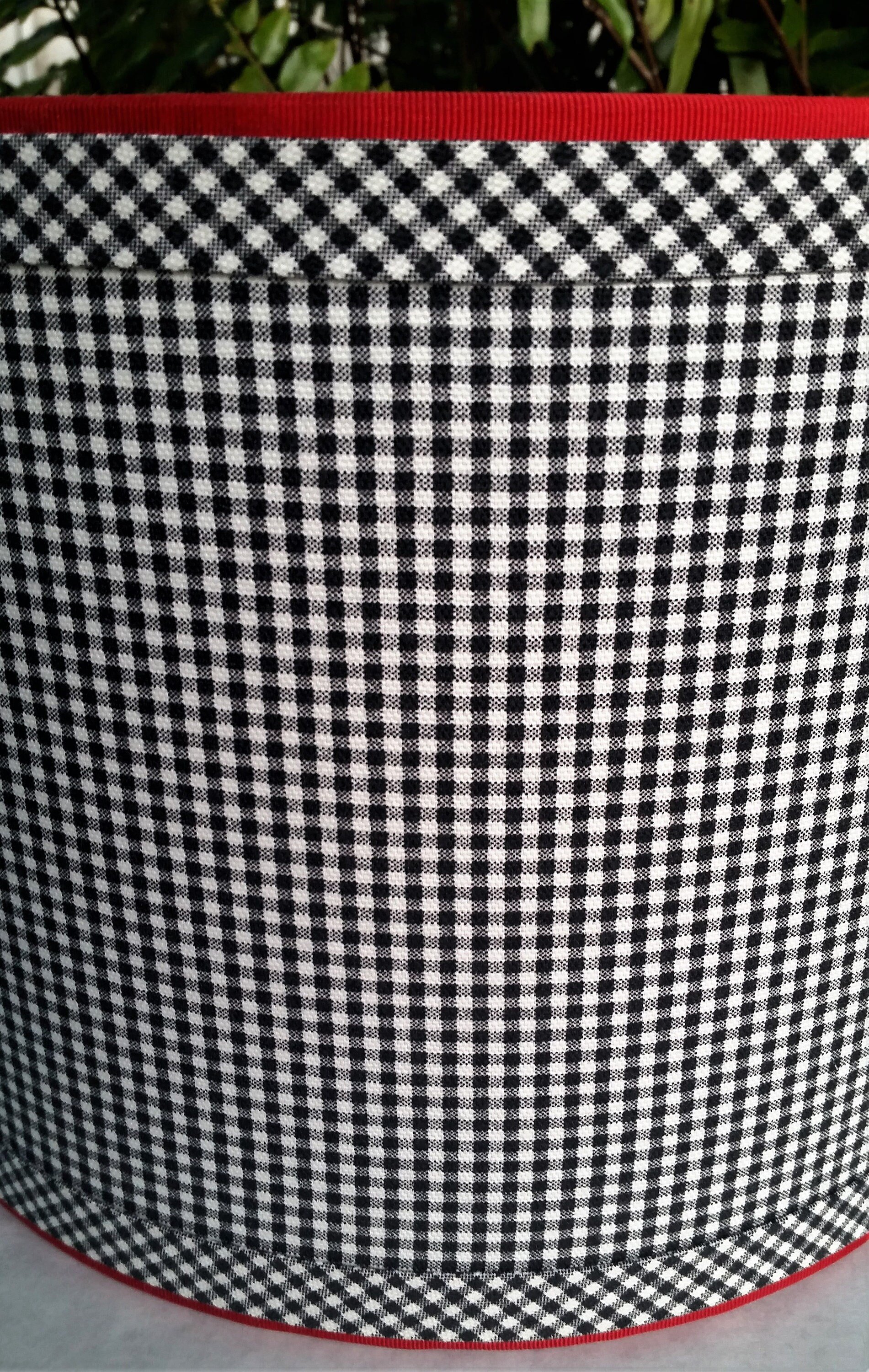 Black Gingham Lamp Shade, Drum Lampshade, Custom