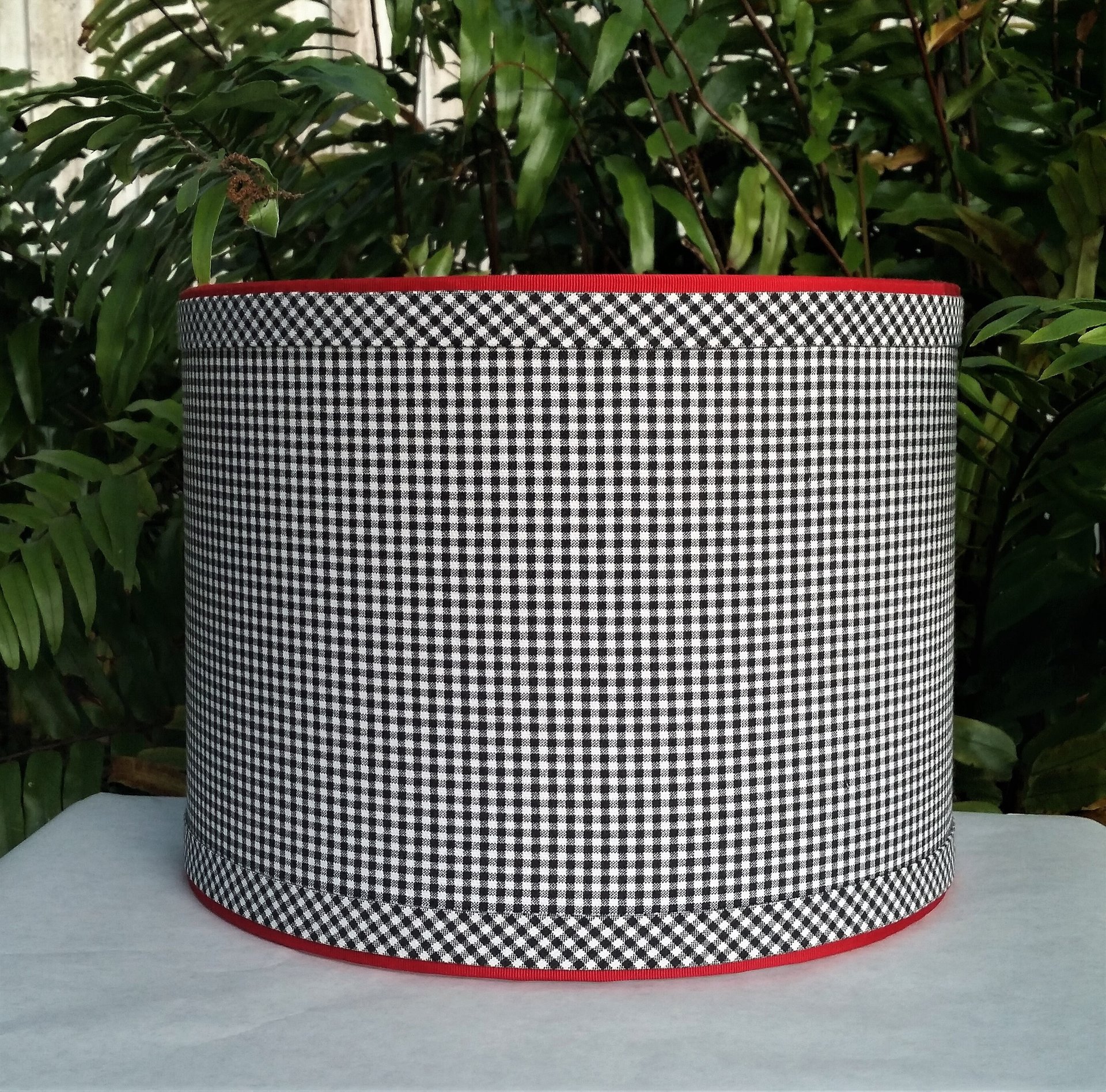 Black Gingham Lamp Shade, Drum Lampshade, Custom