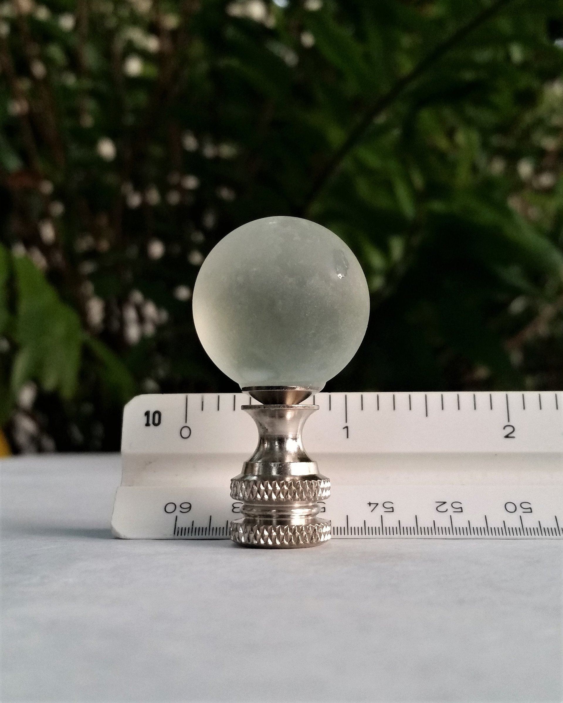 Lamp Finial, Frosted Glass, Clear, Medium