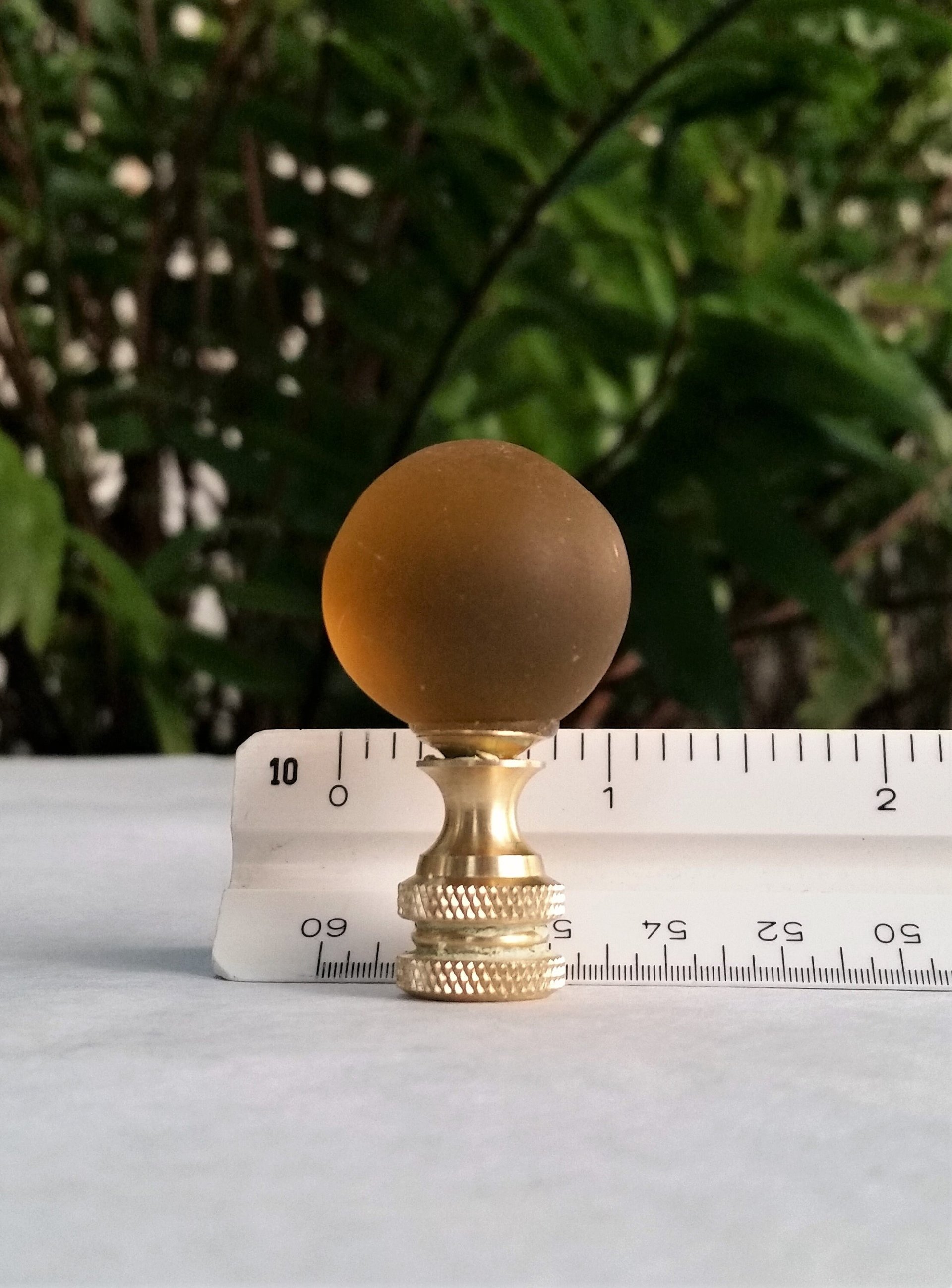 Amber Brown Lamp Finial, Shiny, Frosted, Iridescent