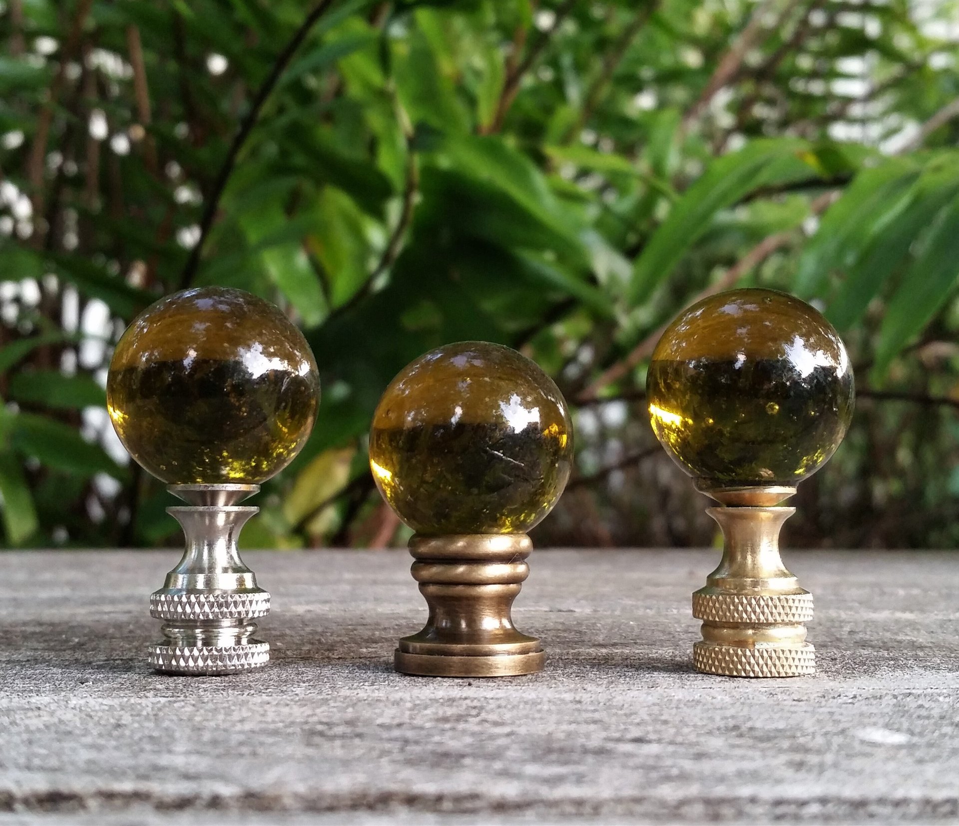 Amber Brown Lamp Finial, Shiny, Frosted, Iridescent