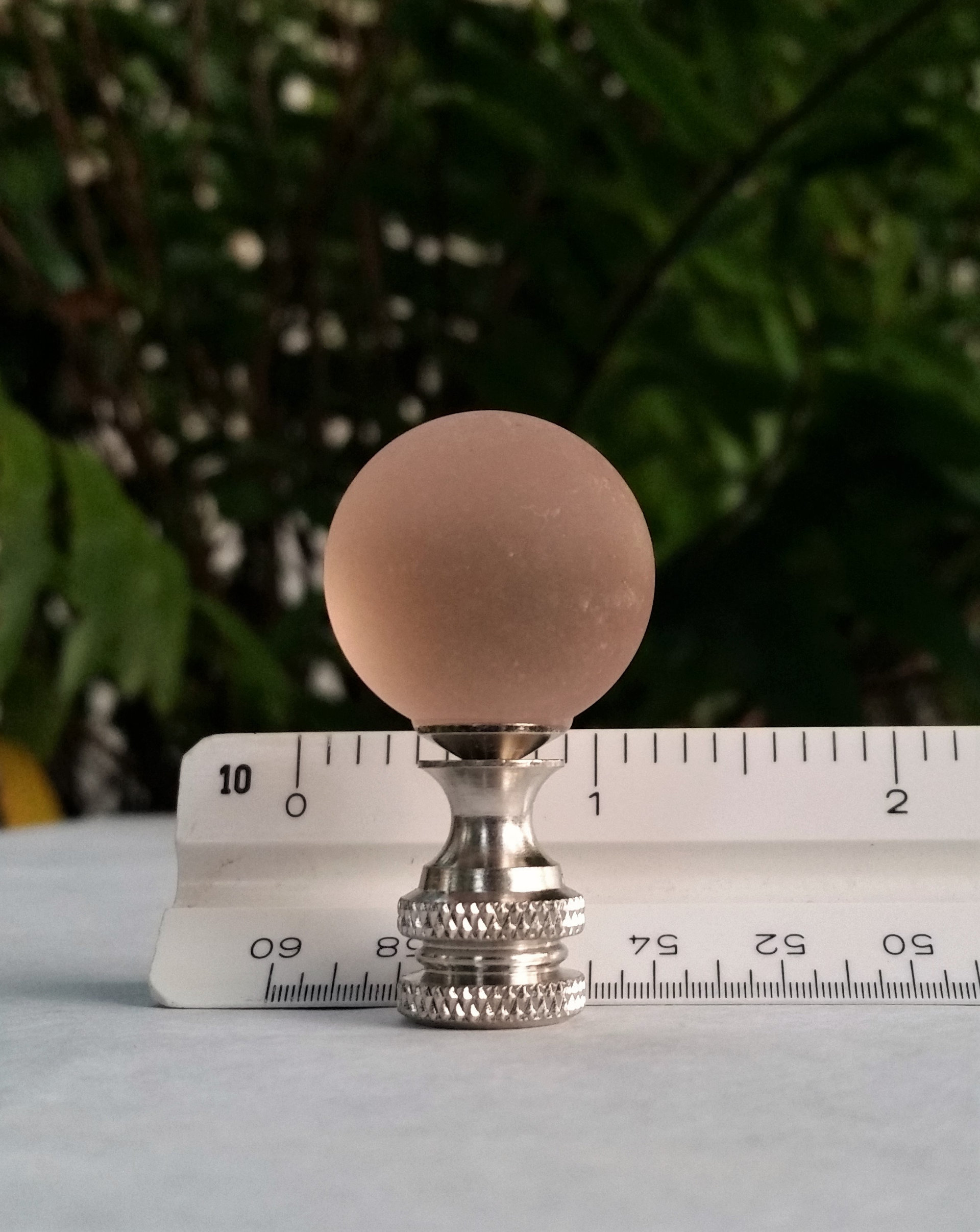 Medium Frosted Glass Pink Lamp Finial