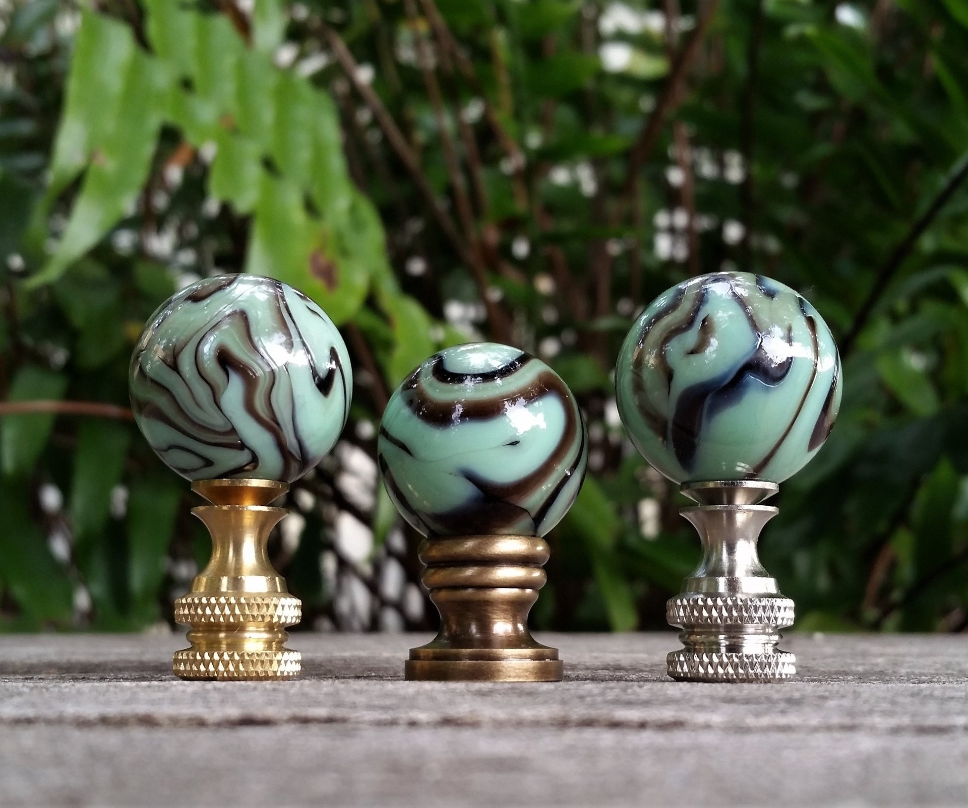 Lamp Finial, Mint Green, Black