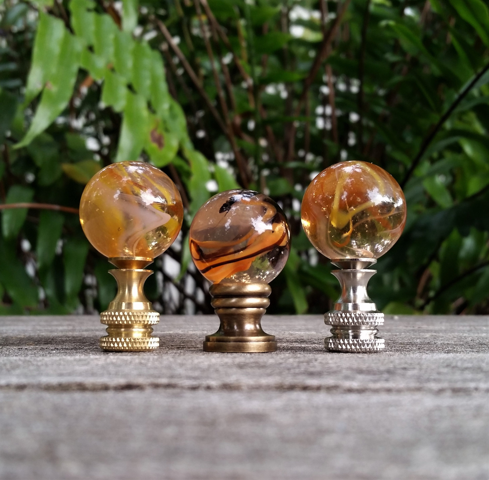 Lamp Finial, Clear Black Orange