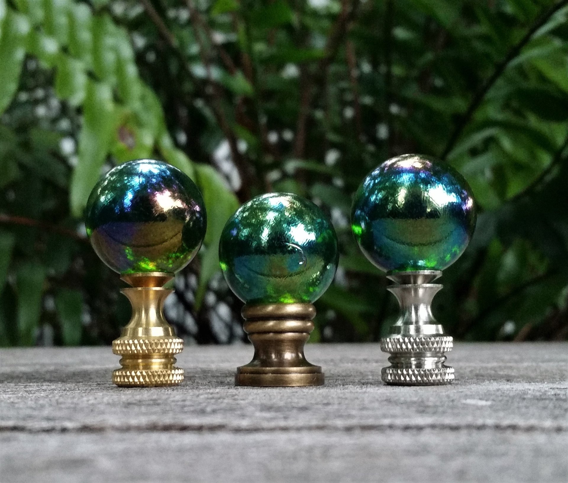 Emerald Green Lamp Finial, Iridescent