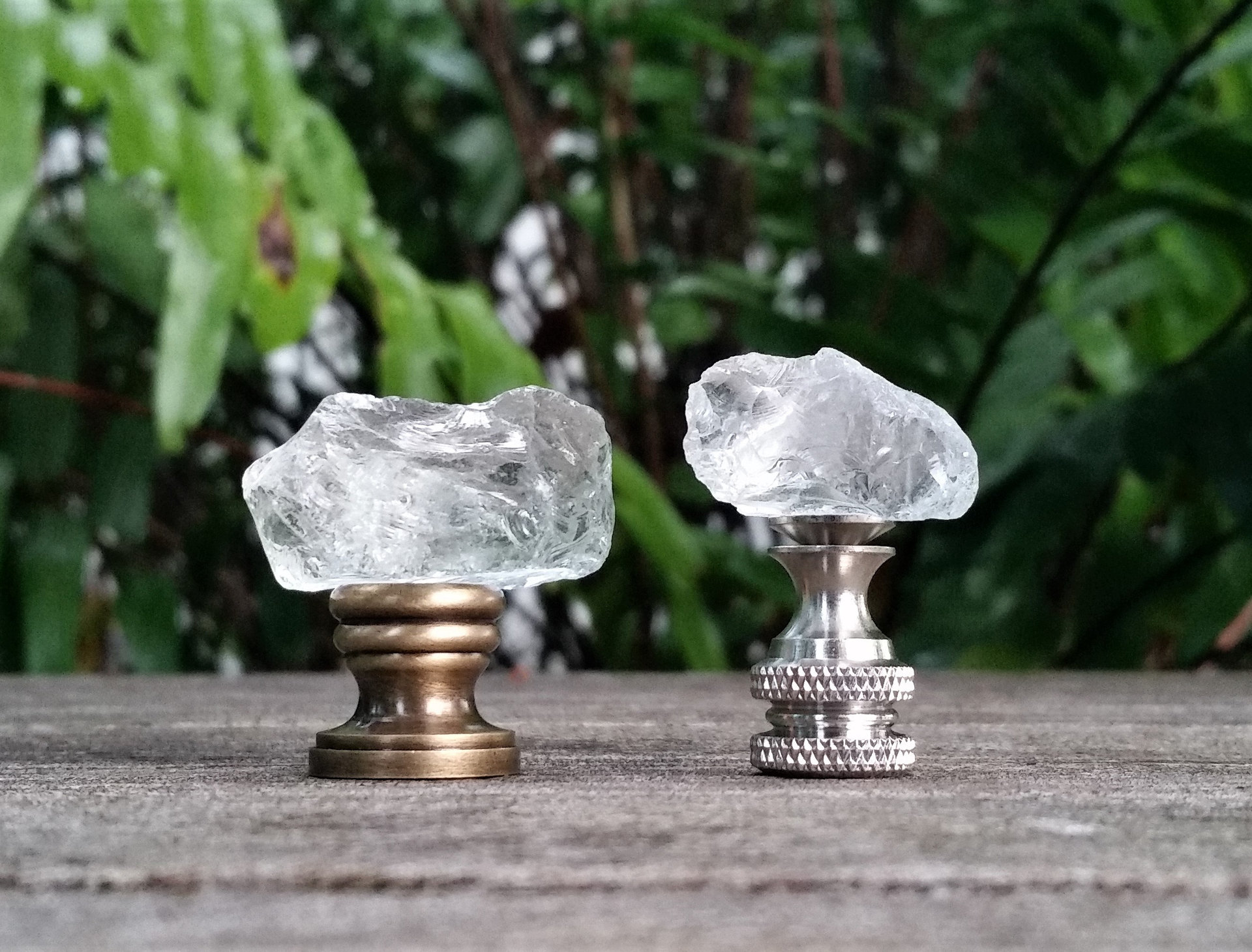 Lamp Finial, Clear Sea Glass Rock