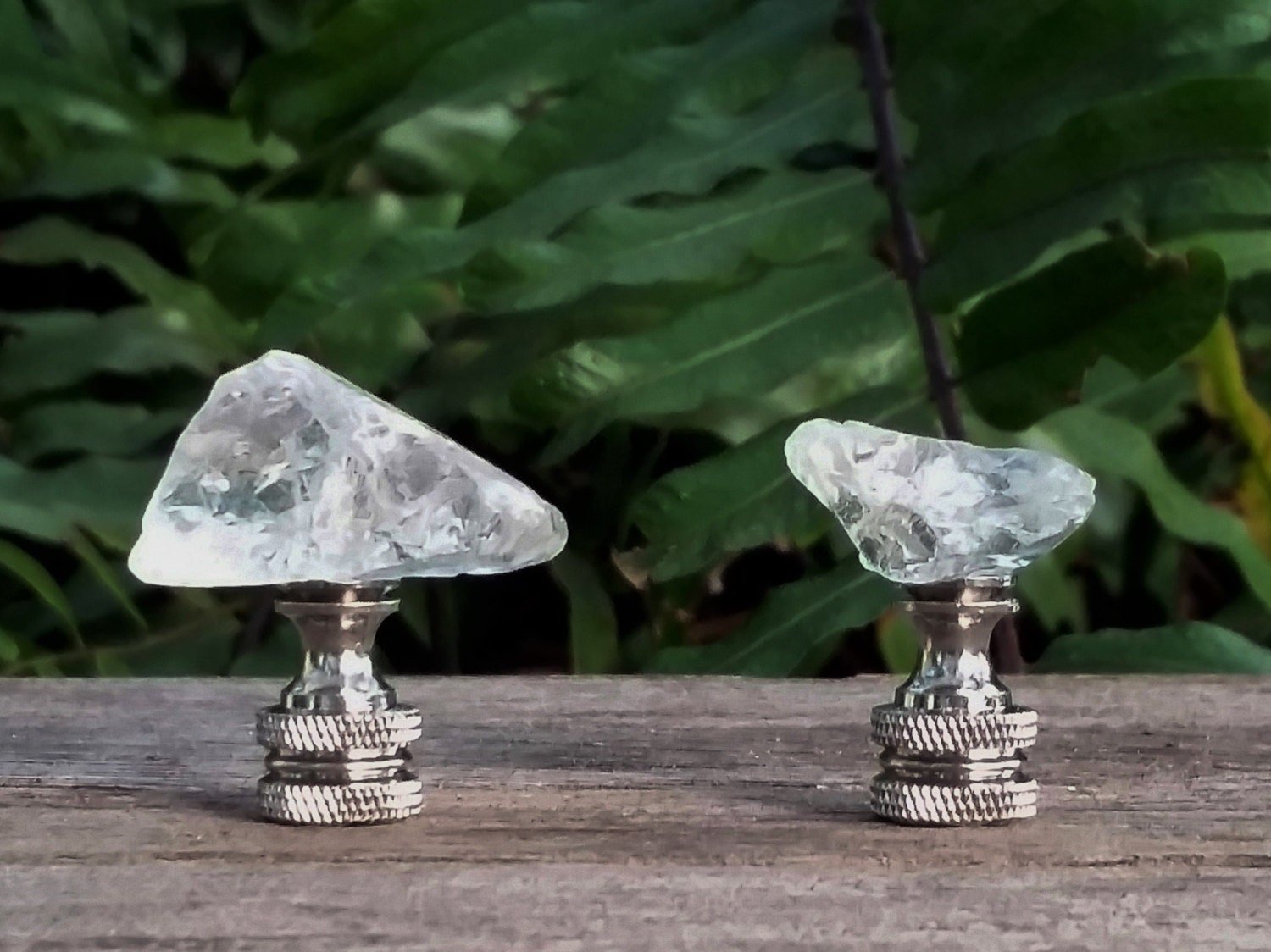 Lamp Finial, Clear Sea Glass Rock