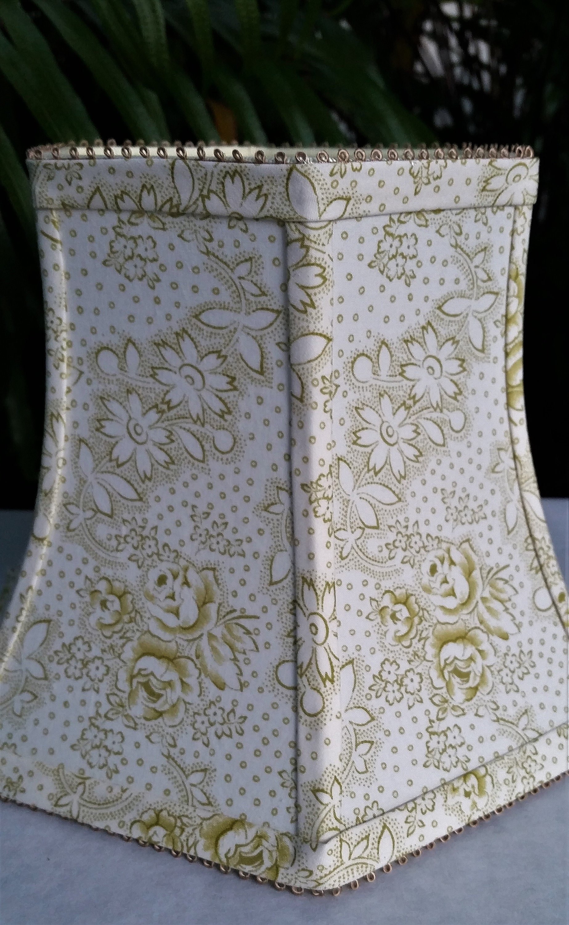 Green and White Floral Lampshade, Vervain Fabric