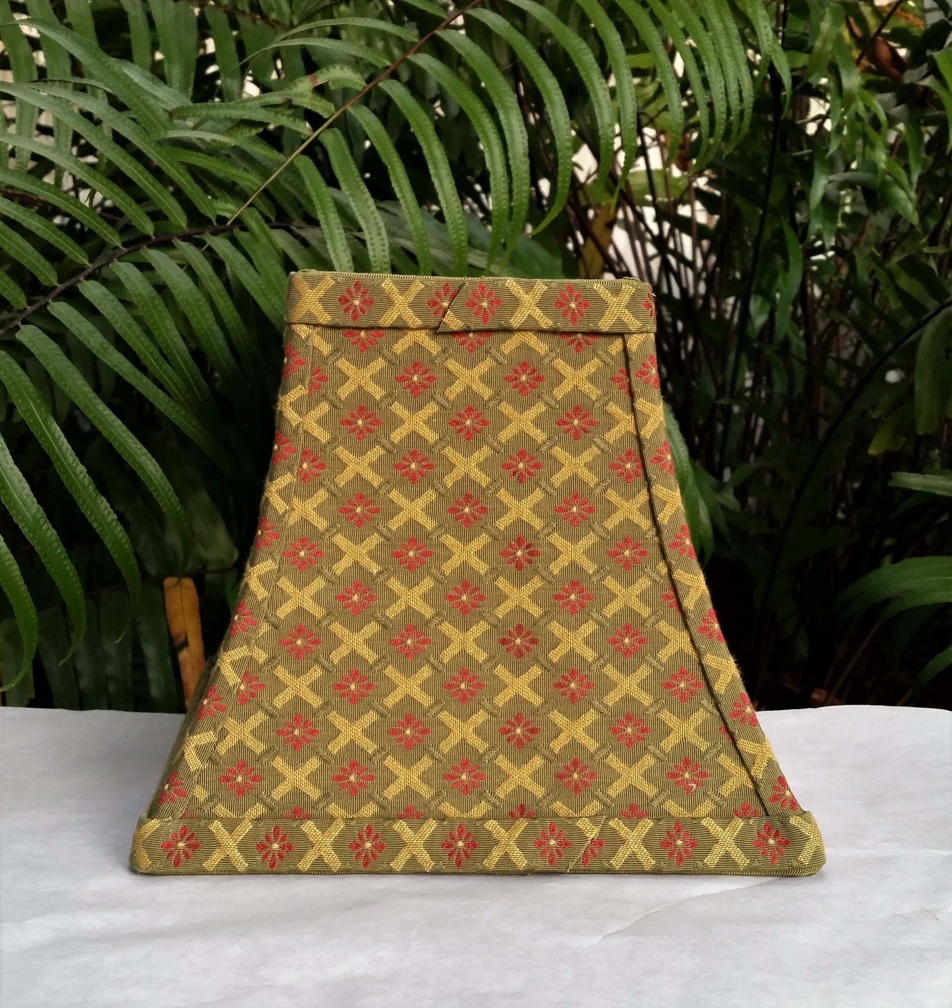 Embroidered Lamp Shade, Olive Green Lampshade