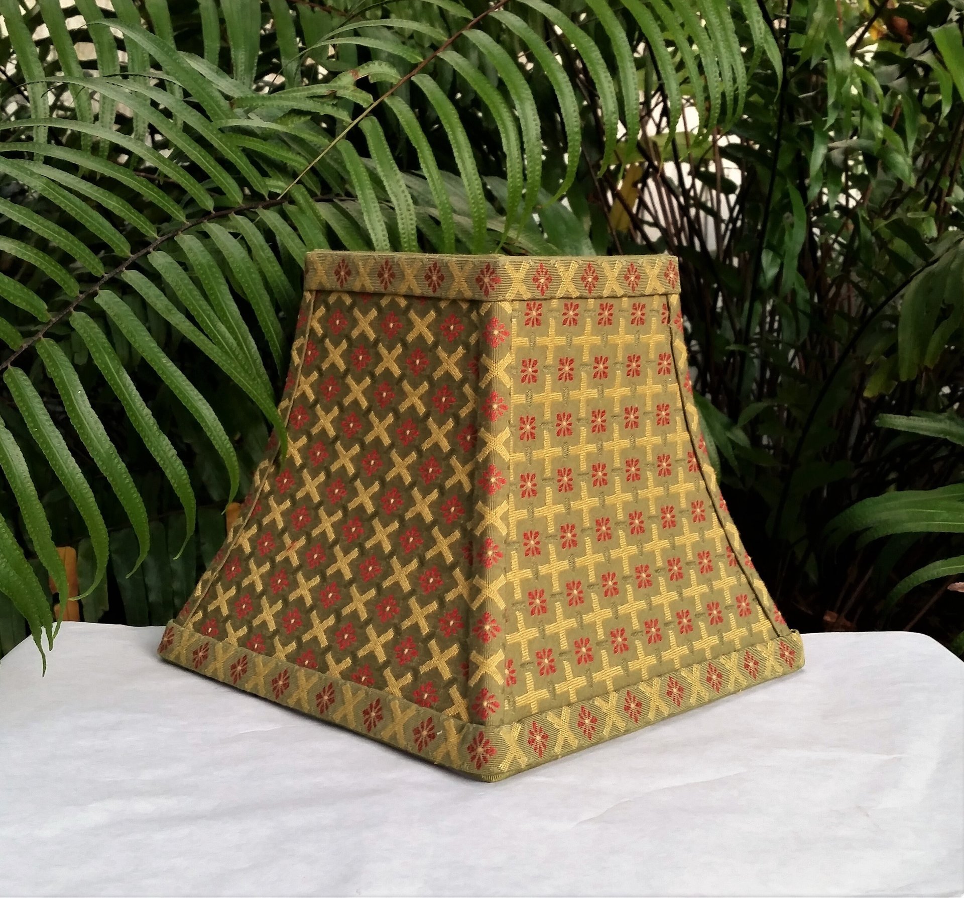 Embroidered Lamp Shade, Olive Green Lampshade