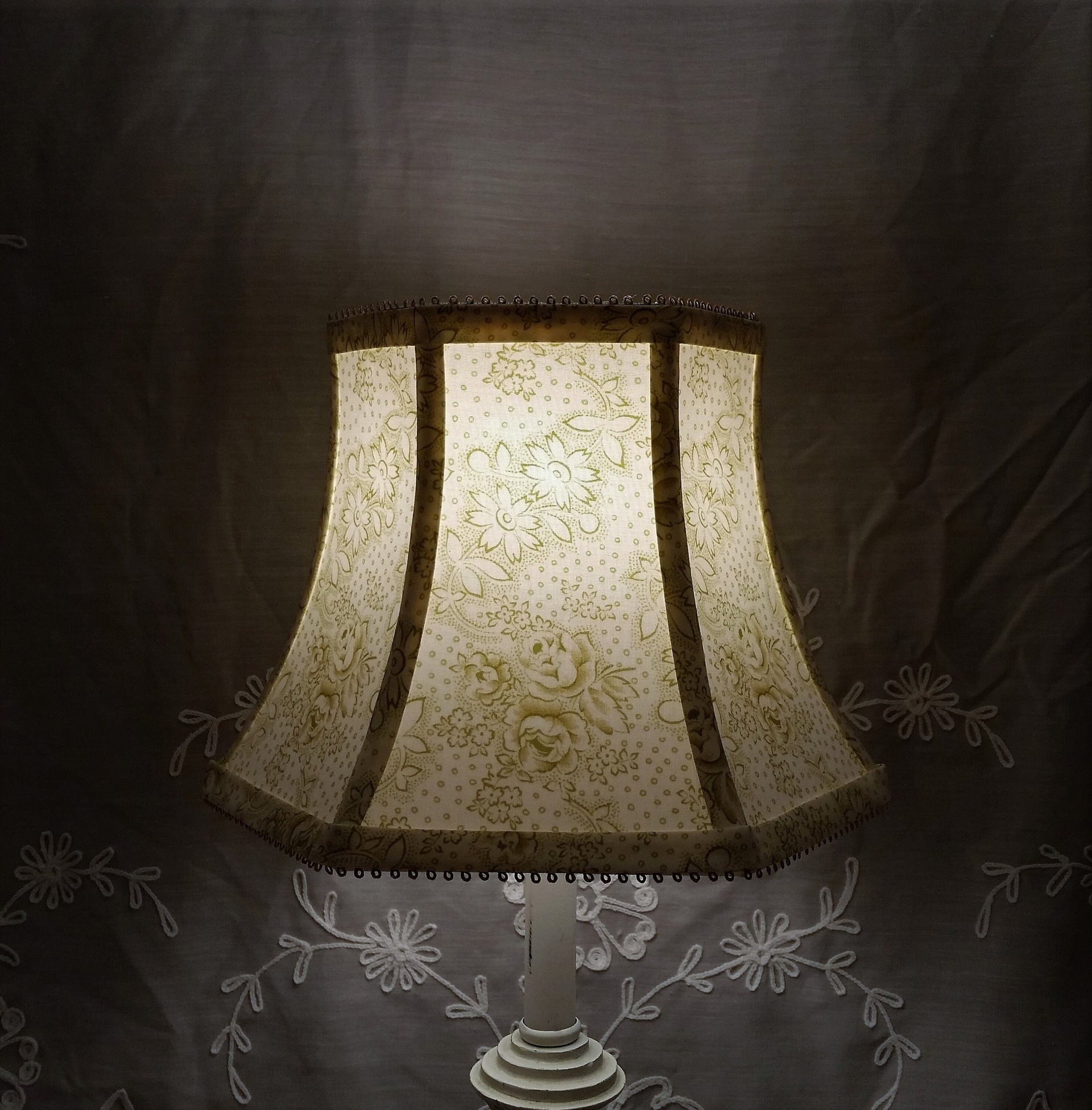 Green and White Floral Lampshade, Vervain Fabric