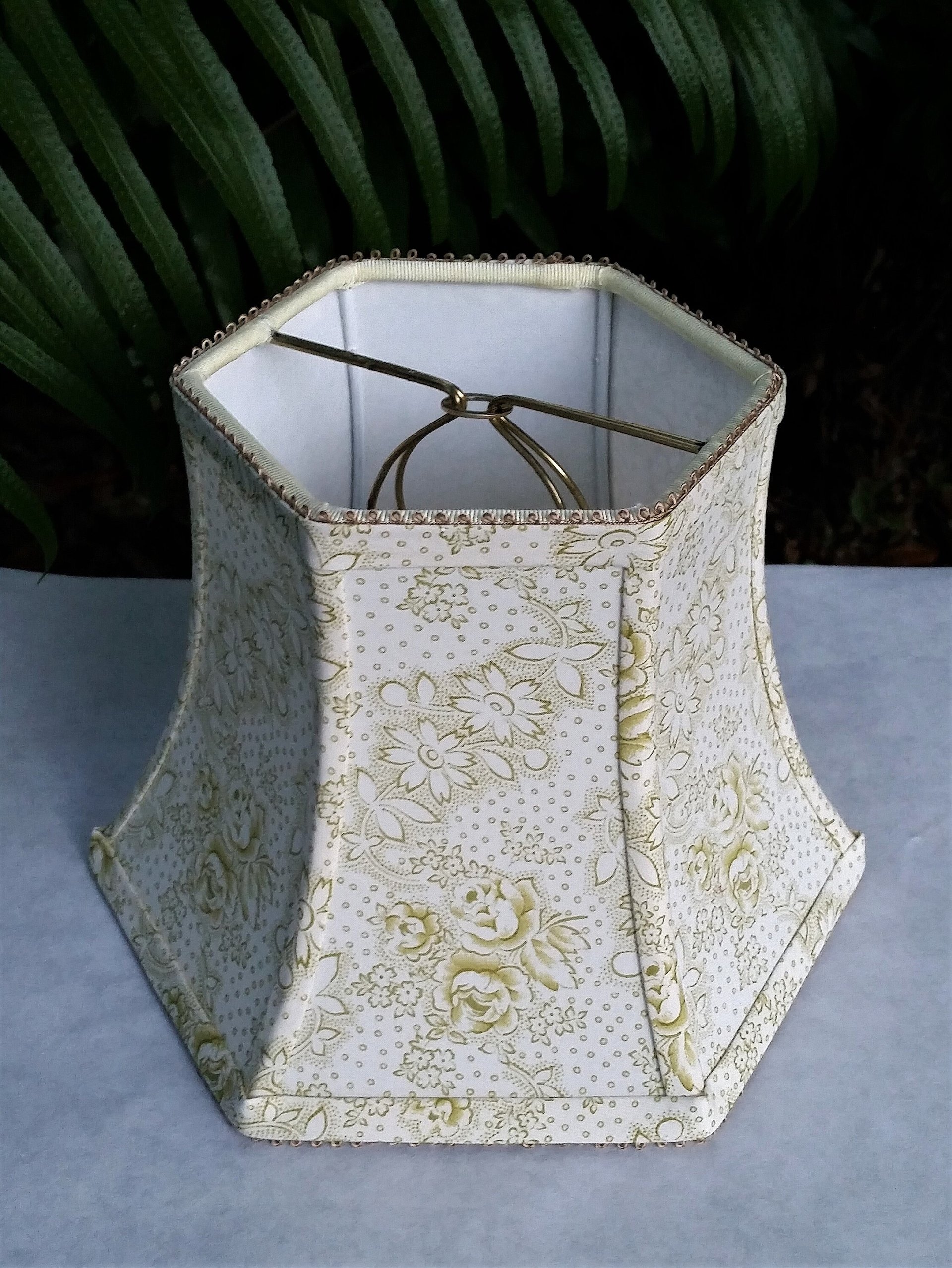 Green and White Floral Lampshade, Vervain Fabric