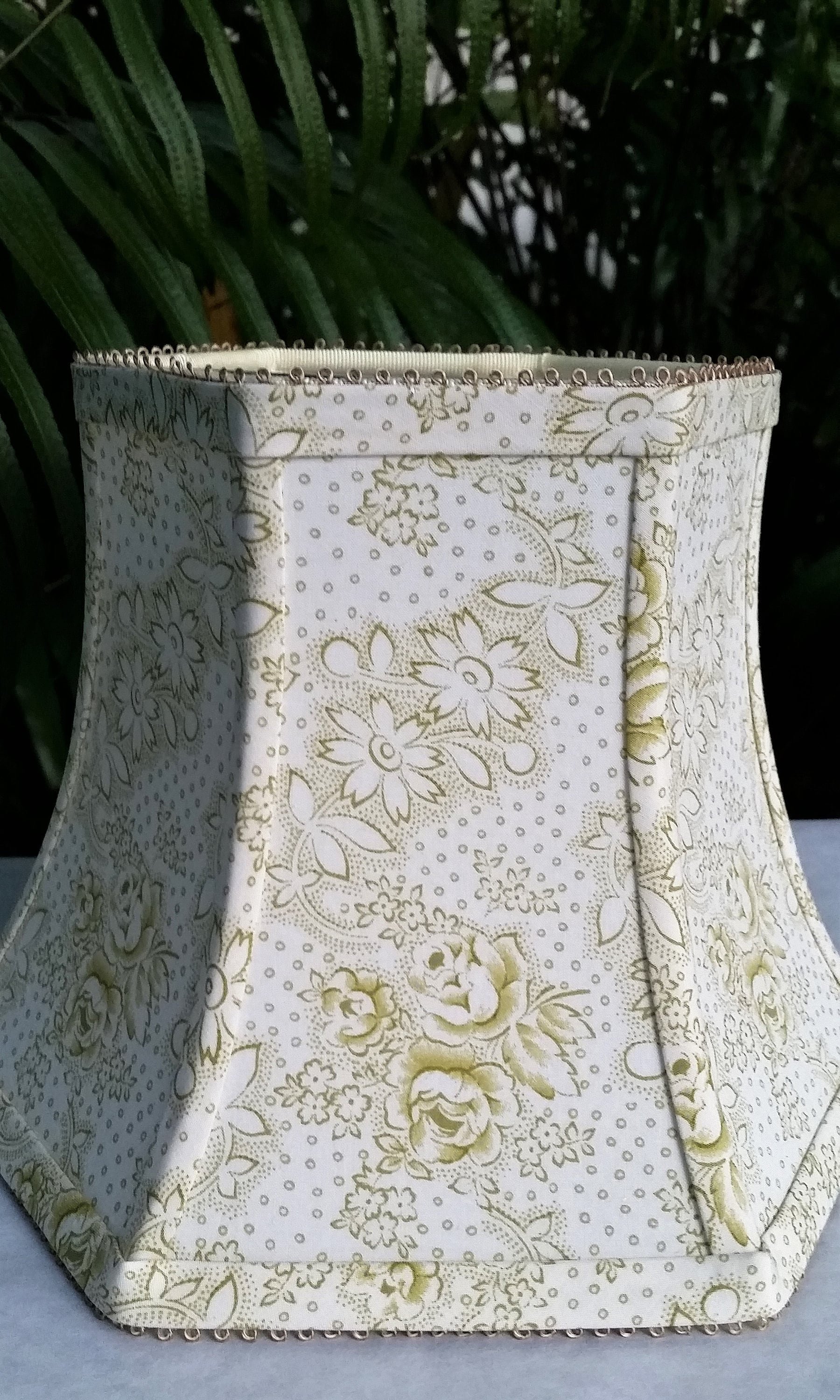 Green and White Floral Lampshade, Vervain Fabric