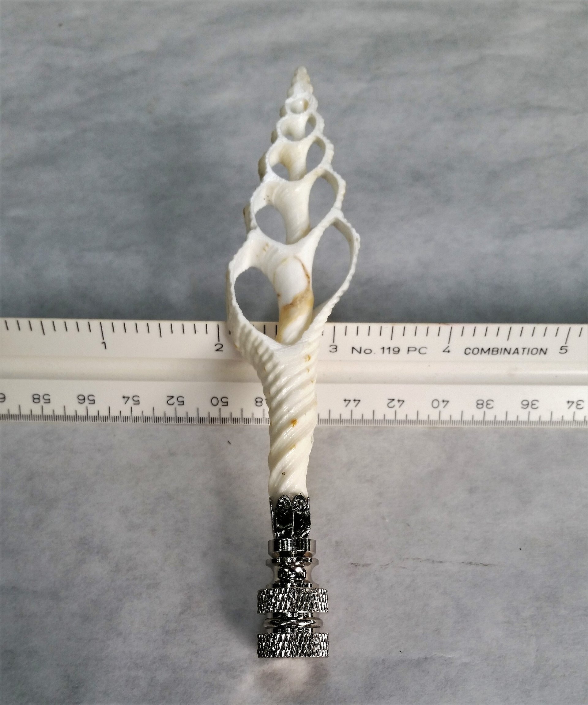 Sea Shell Lamp Finial, Tall Off White Spindle