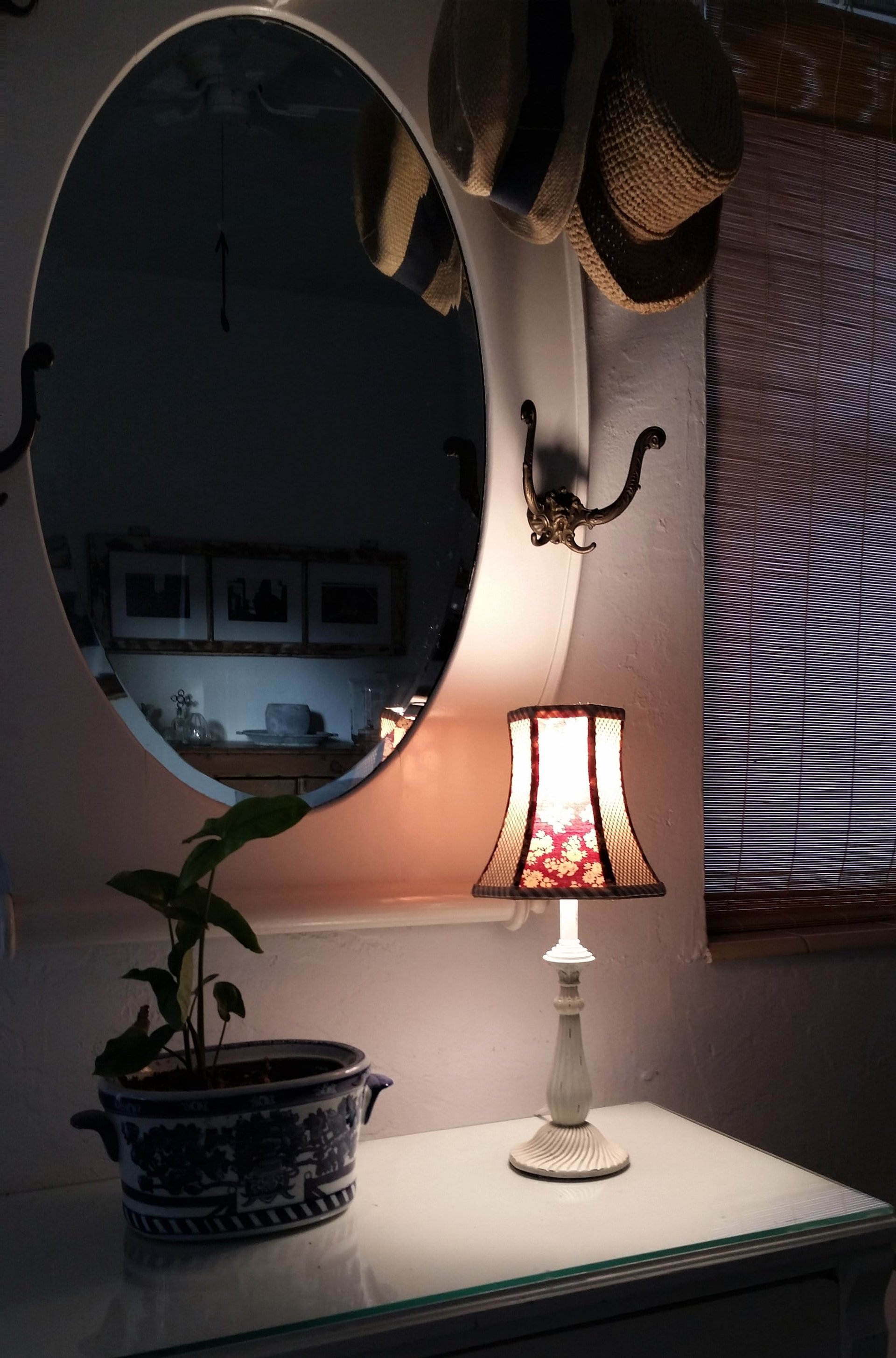 Floral Lampshade, Tomato Red and Beige Gingham Lamp Shade