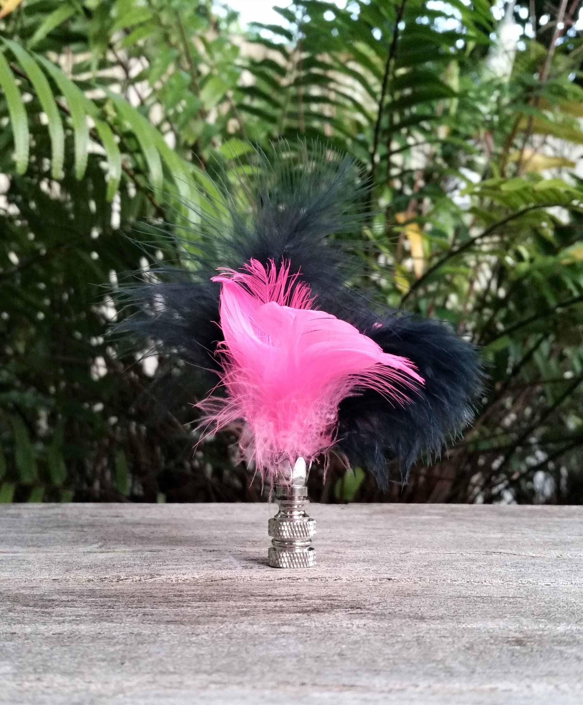 Feather Lamp Finial, Hot Pink and Indigo Blue