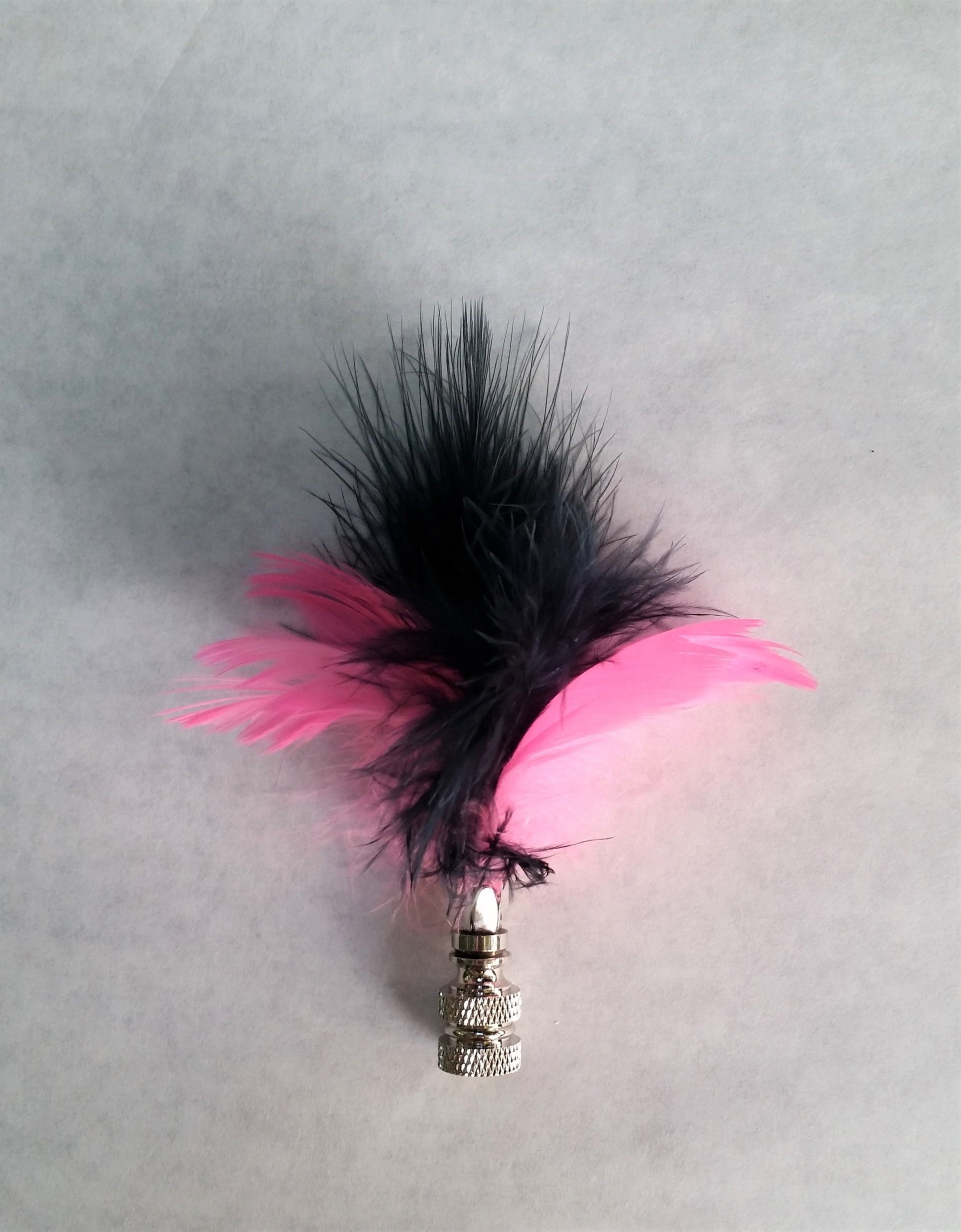 Feather Lamp Finial, Hot Pink and Indigo Blue