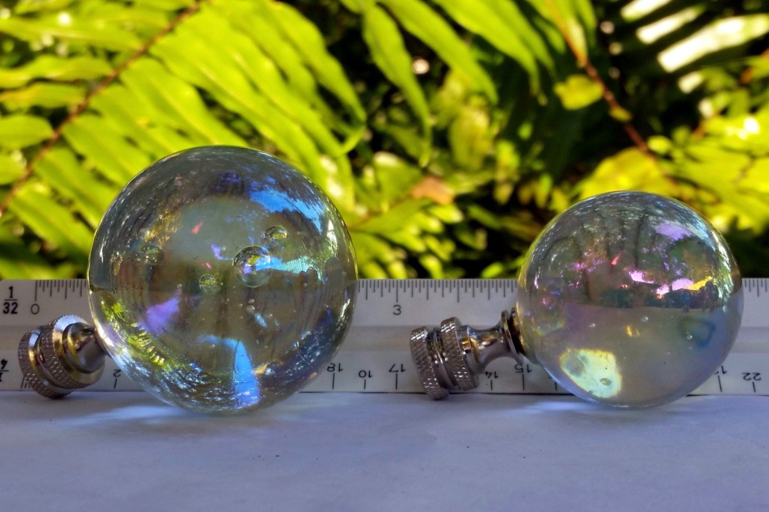 Large Iridescent Clear Lamp Finial Various Sizes