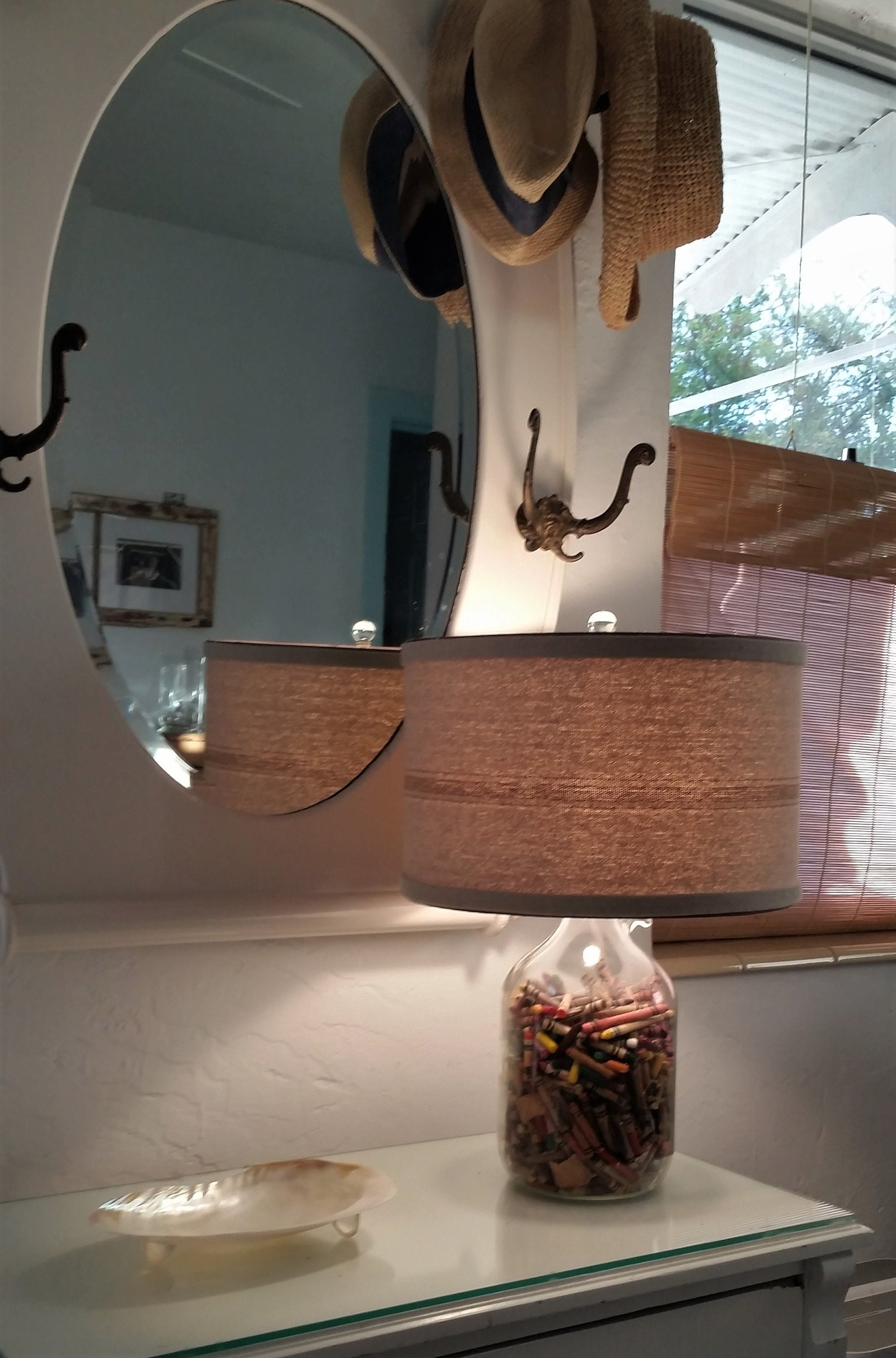Lamp Shade, Natural Taupe Grain Sack, Drum Lampshade