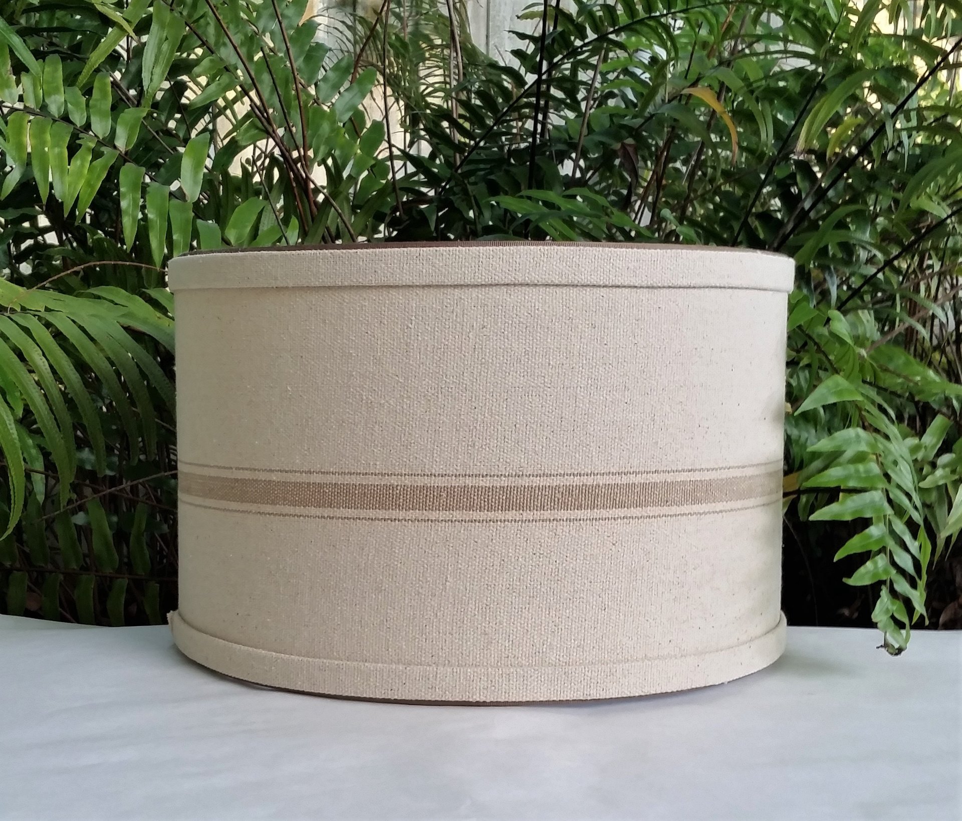 Lamp Shade, Natural Taupe Grain Sack, Drum Lampshade