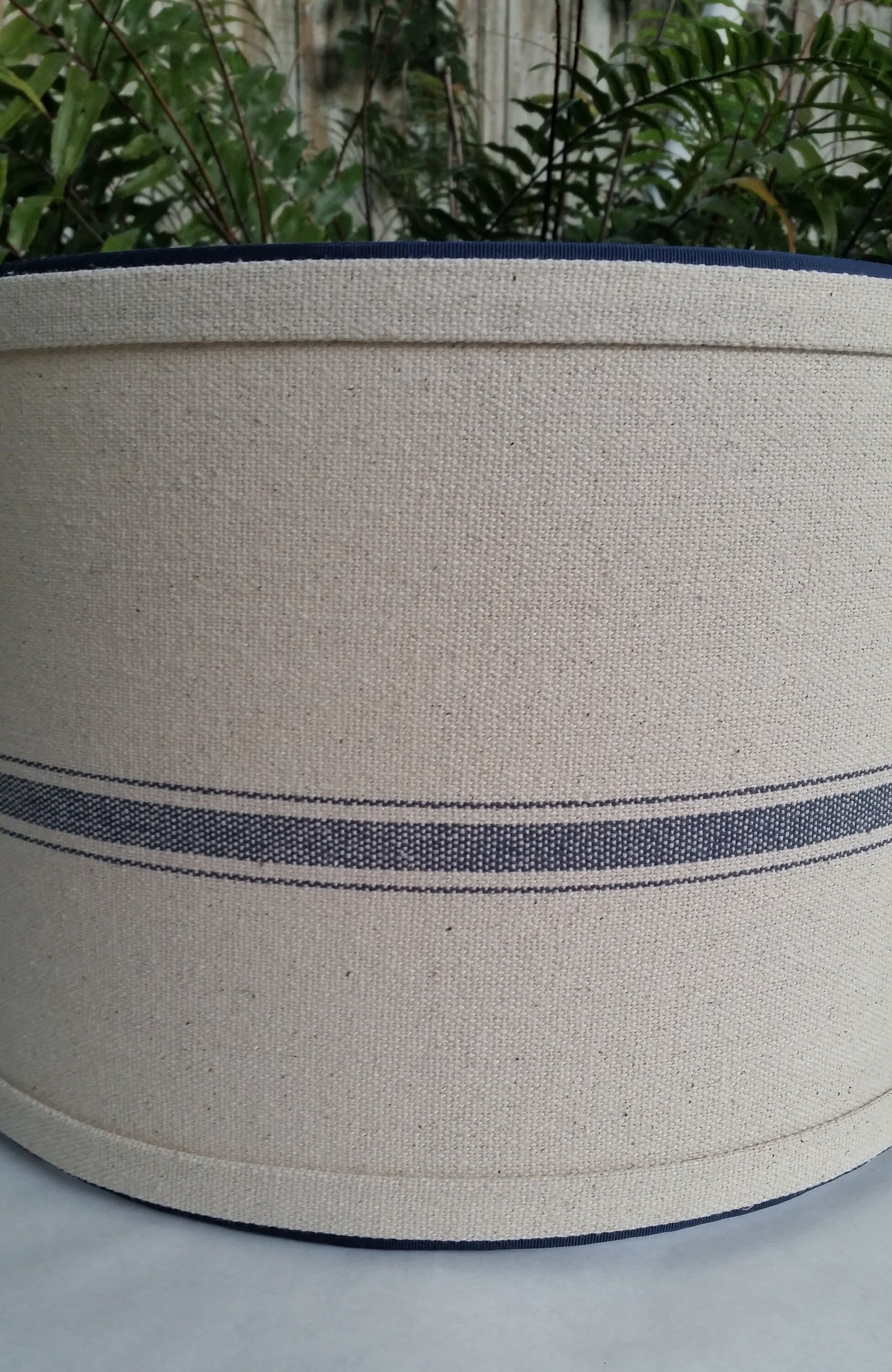 Blue Grain Sack Lampshade, Drum Lamp Shade