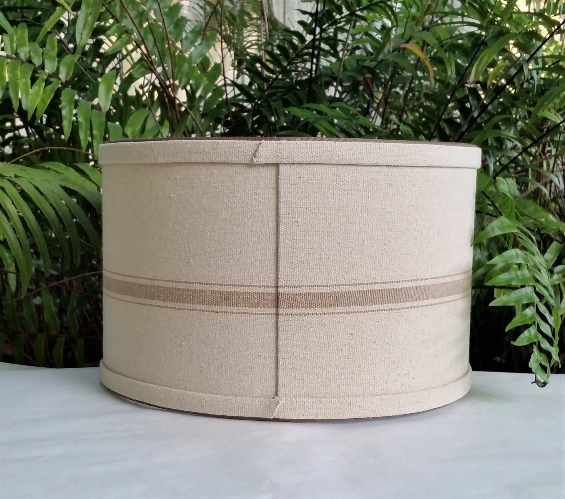 Lamp Shade, Natural Taupe Grain Sack, Drum Lampshade