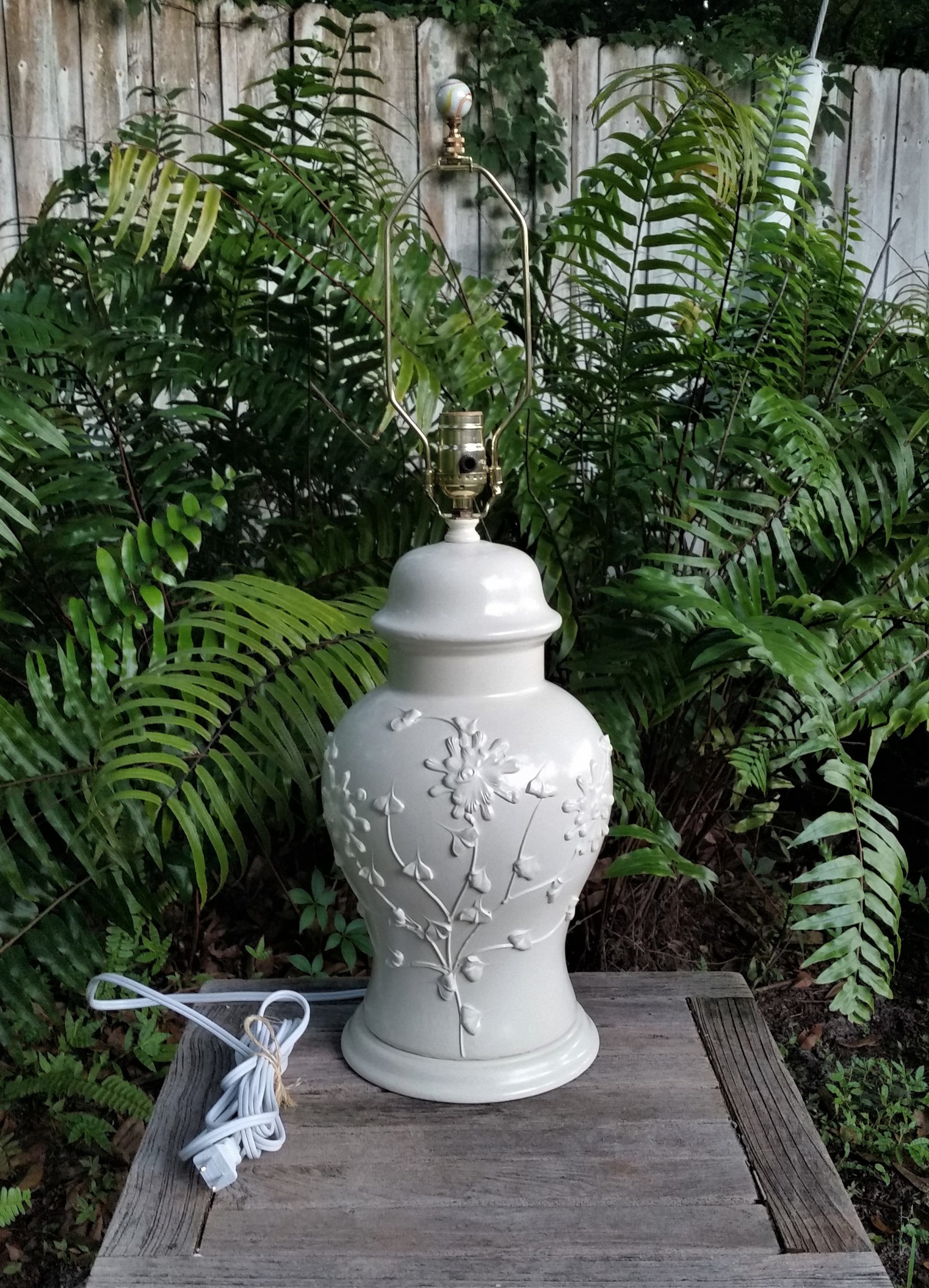 Large Table Lamp Off White, Custom Yellow Lampshade