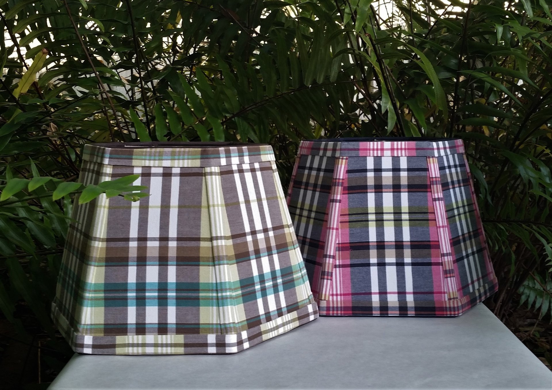 Pink Blue Lampshade,Madras, Hexagon Lamp Shade