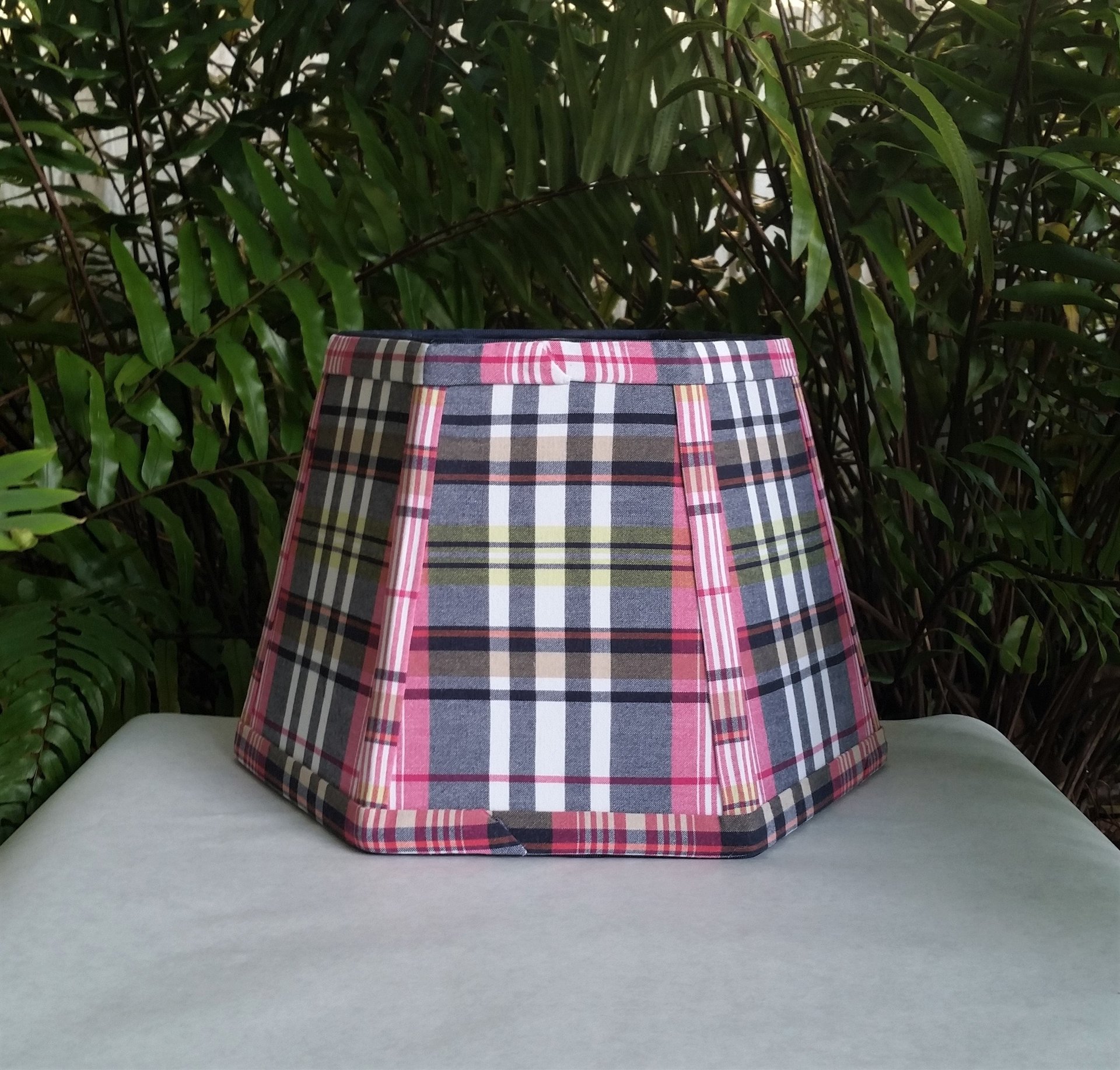 Pink Blue Lampshade,Madras, Hexagon Lamp Shade