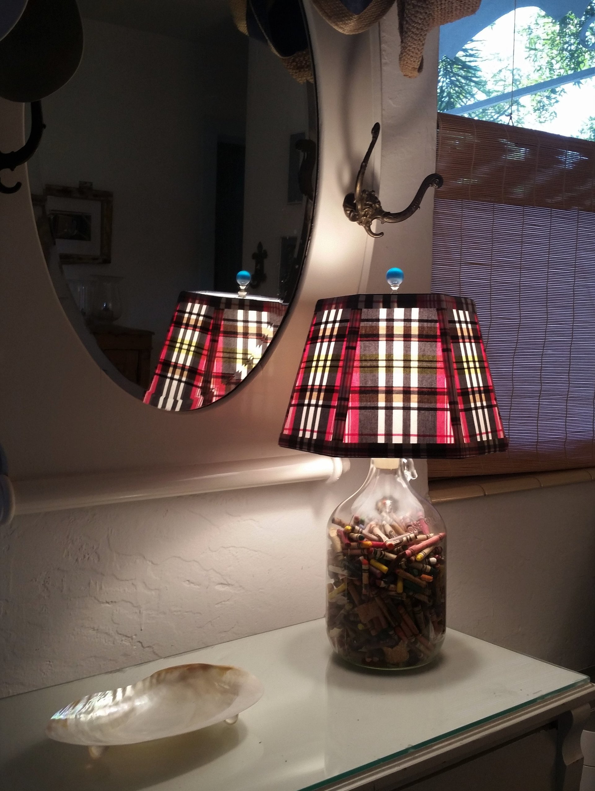 Pink Blue Lampshade,Madras, Hexagon Lamp Shade