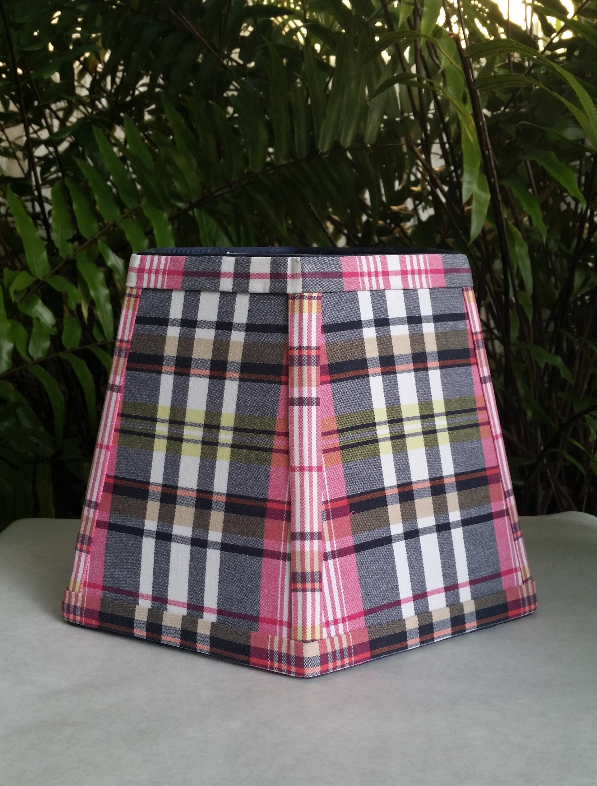 Pink Blue Lampshade,Madras, Hexagon Lamp Shade